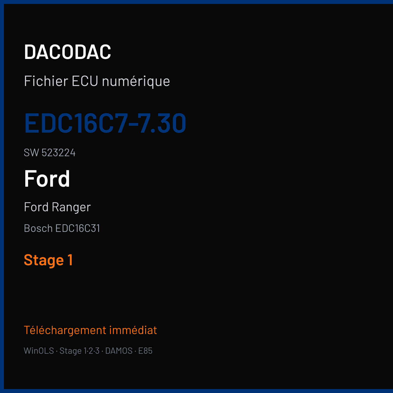Ford Ranger (2011) — Bosch EDC16C31 — EDC16C7-7.30 · 523224 — Stage 1