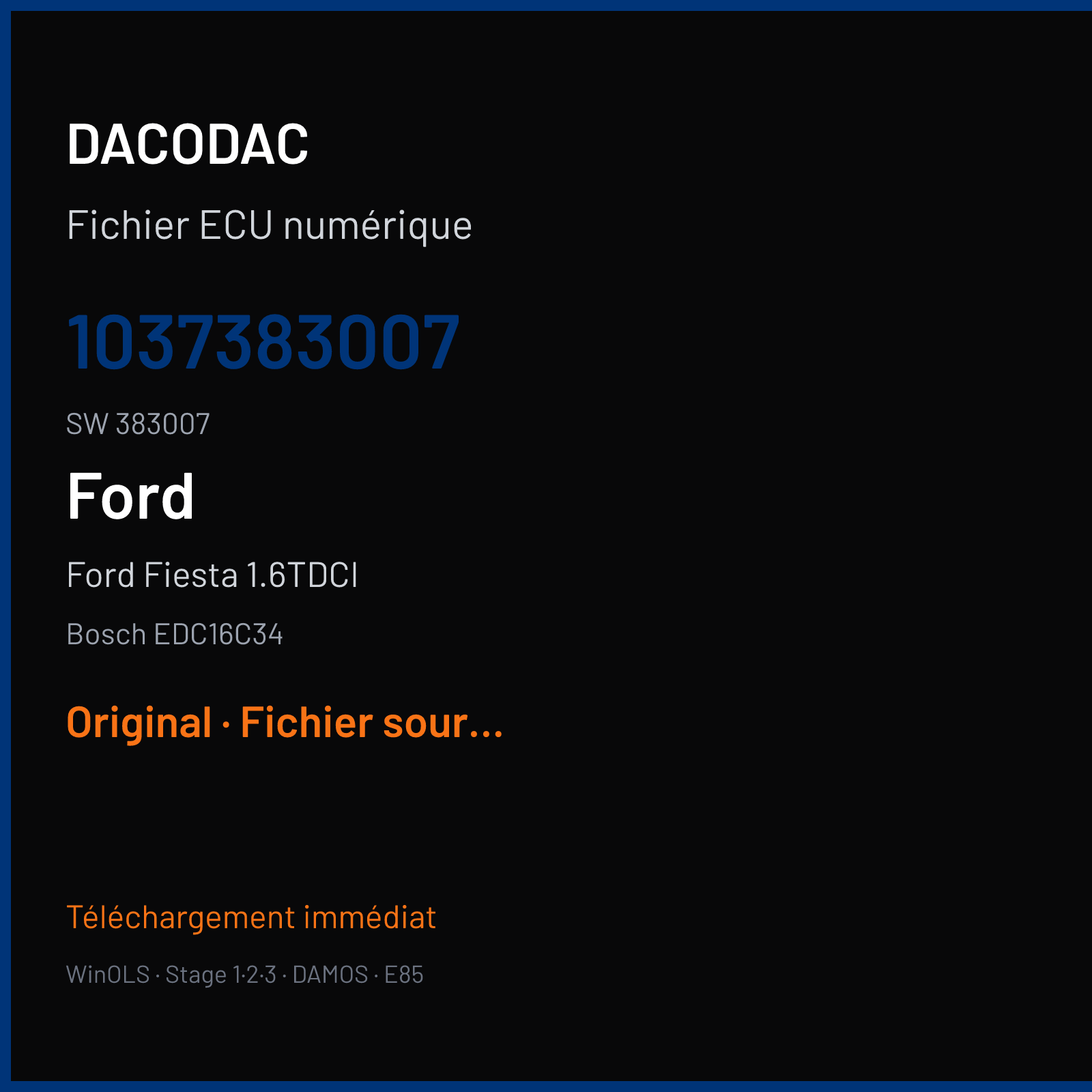 Ford Fiesta 1.6TDCI (2008) — Bosch EDC16C34 — 1037383007 · 383007 — Original