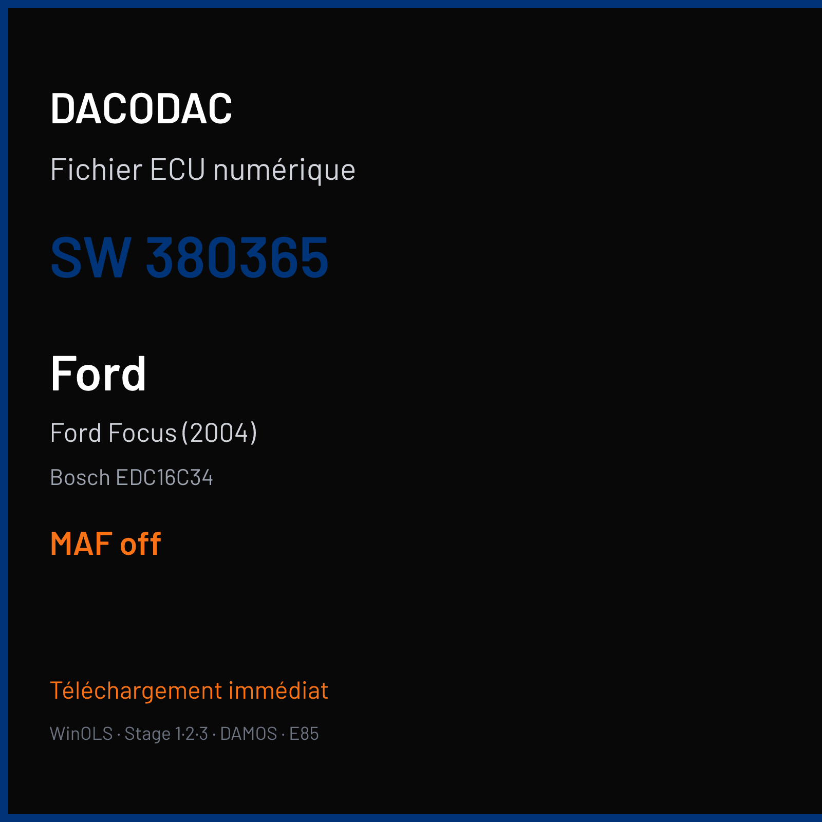 Ford Focus (2004) (2009) — Bosch EDC16C34 — 380365 — MAF off