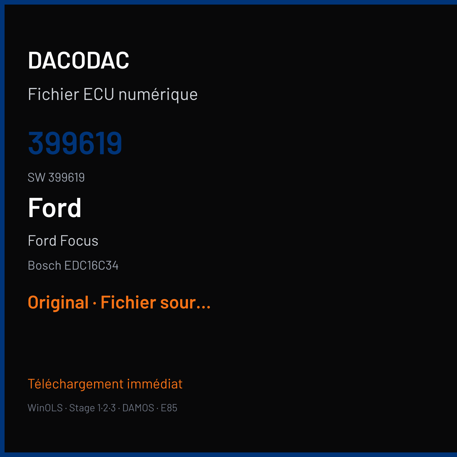 Ford Focus (2008) — Bosch EDC16C34 — 399619 · 399619 — Original