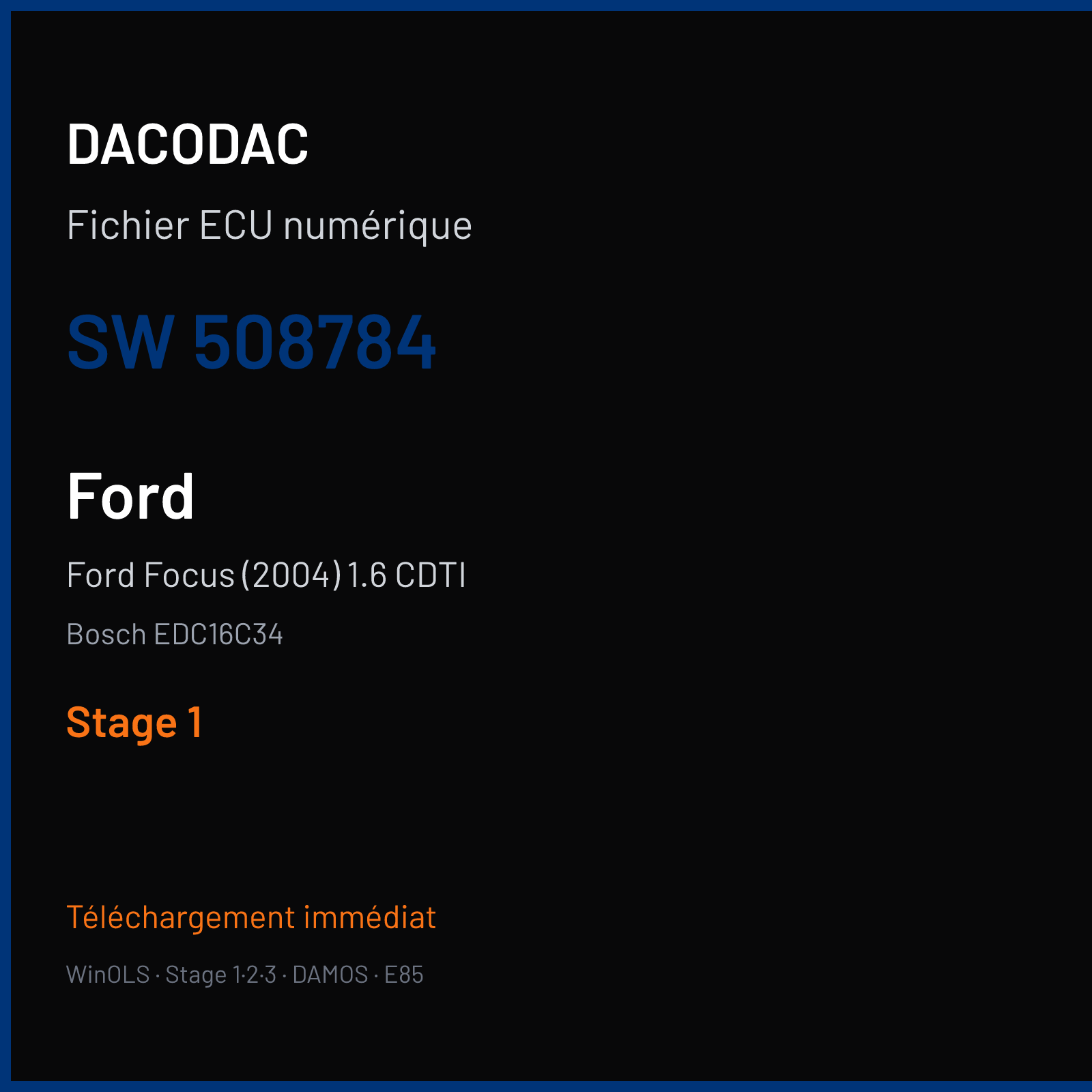 Ford Focus (2004) 1.6 CDTI (2011) — Bosch EDC16C34 — 508784 — Stage 1