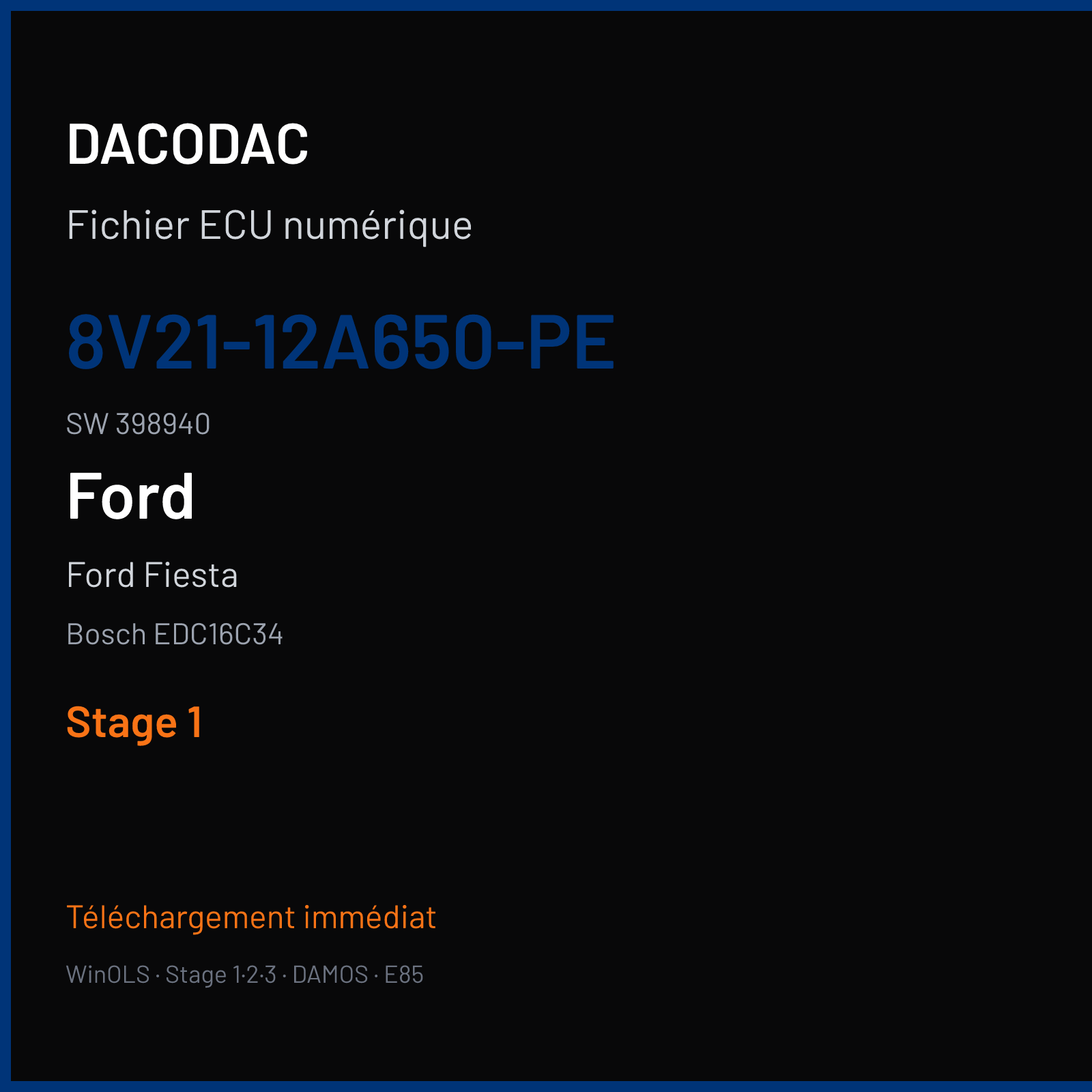 Ford Fiesta (2009) — Bosch EDC16C34 — 8V21-12A650-PE · 398940 — Stage 1