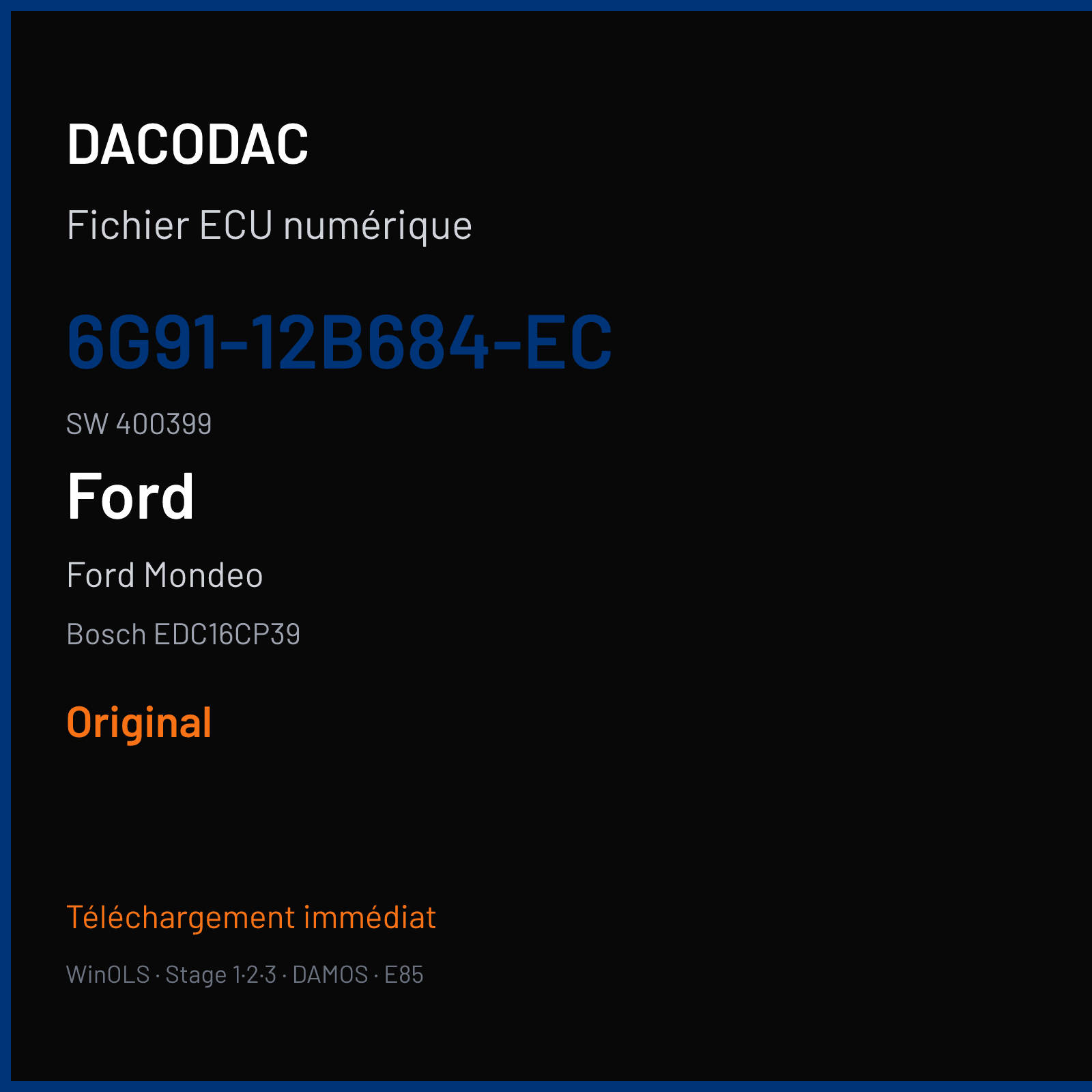 Ford Mondeo (2008) — Bosch EDC16CP39 — 6G91-12B684-EC · 400399 — Original