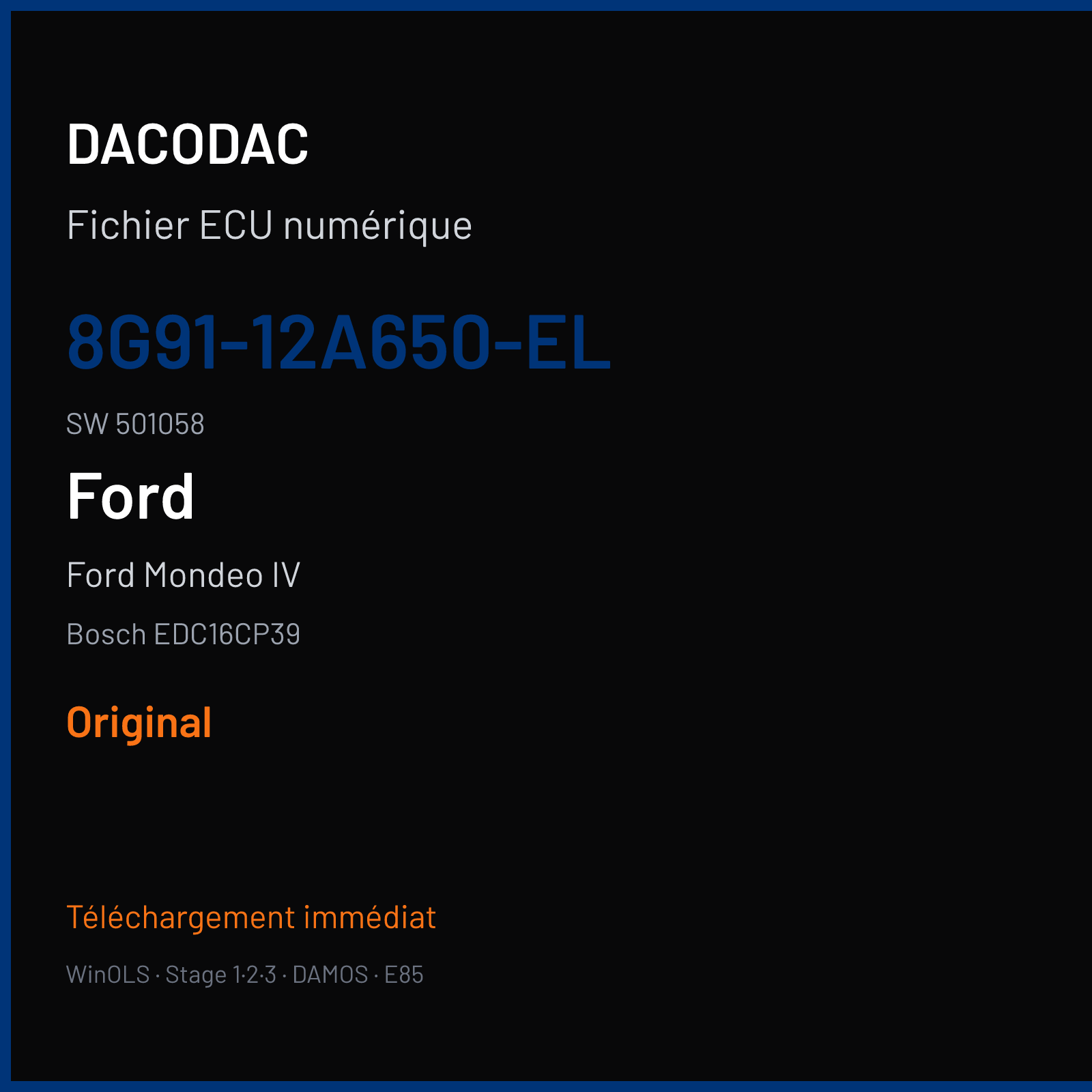 Ford Mondeo IV (2009) — Bosch EDC16CP39 — 8G91-12A650-EL · 501058 — Original
