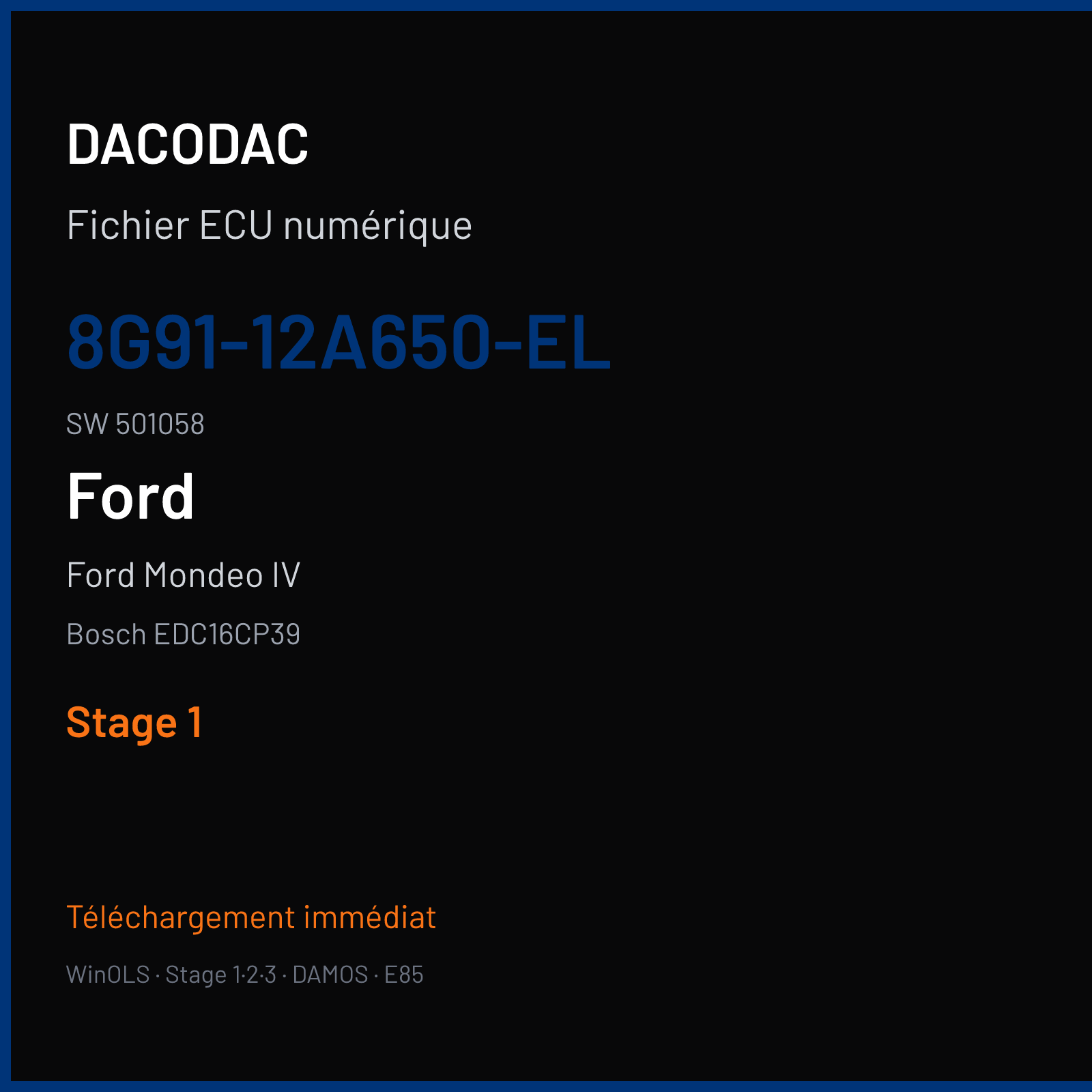 Ford Mondeo IV (2009) — Bosch EDC16CP39 — 8G91-12A650-EL · 501058 — Stage 1