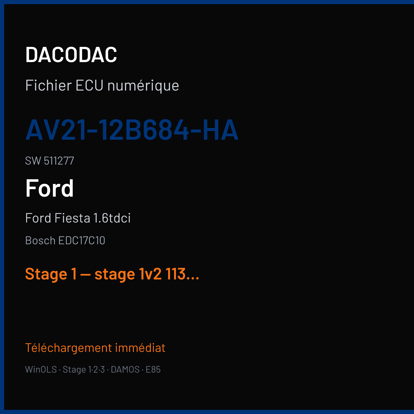 Ford Fiesta 1.6tdci (2011) — Bosch EDC17C10 — AV21-12B684-HA · 511277 — Stage 1 — stage 1v2 113bhp and 255nm