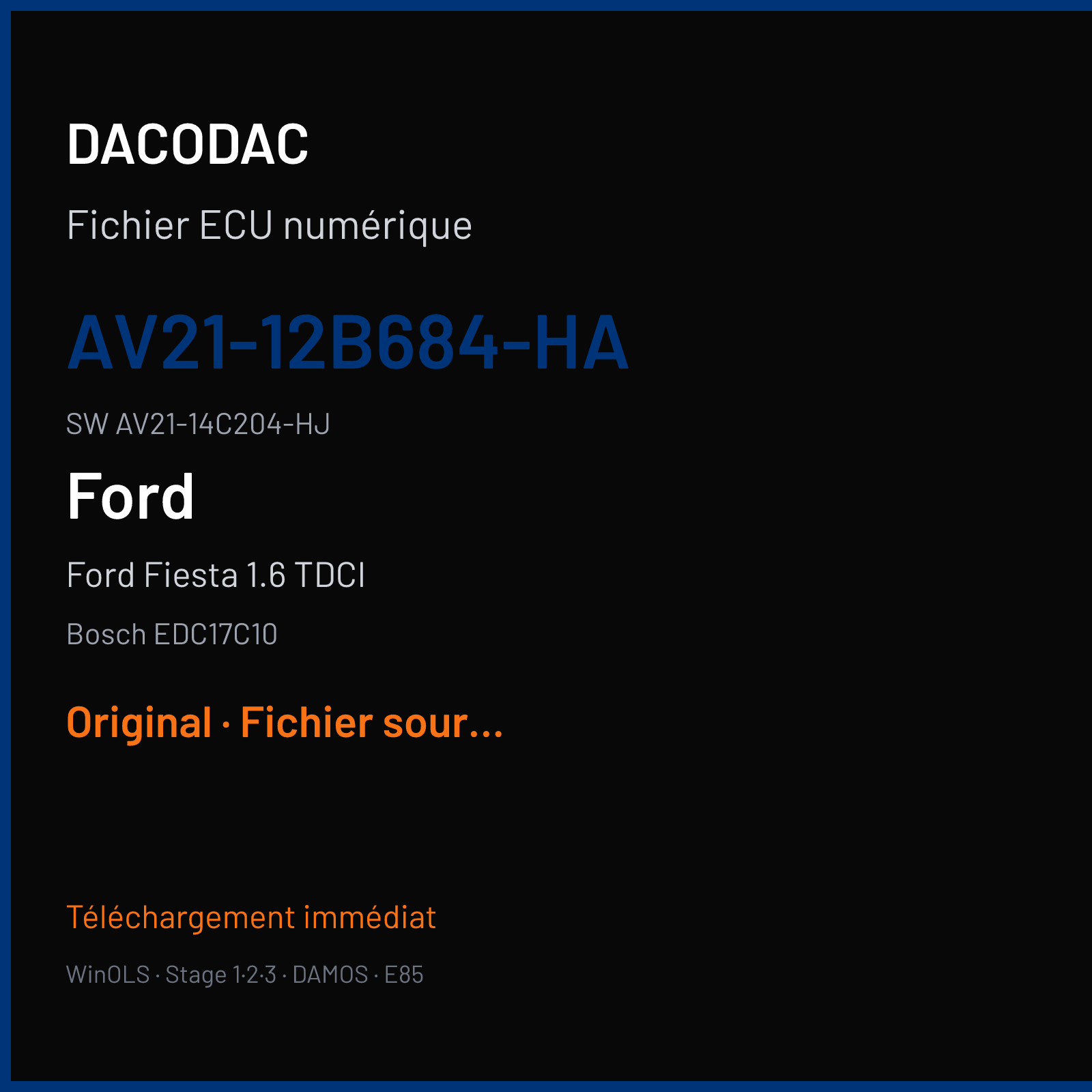 Ford Fiesta 1.6 TDCI (2010) — Bosch EDC17C10 — AV21-12B684-HA · AV21-14C204-HJ — Original