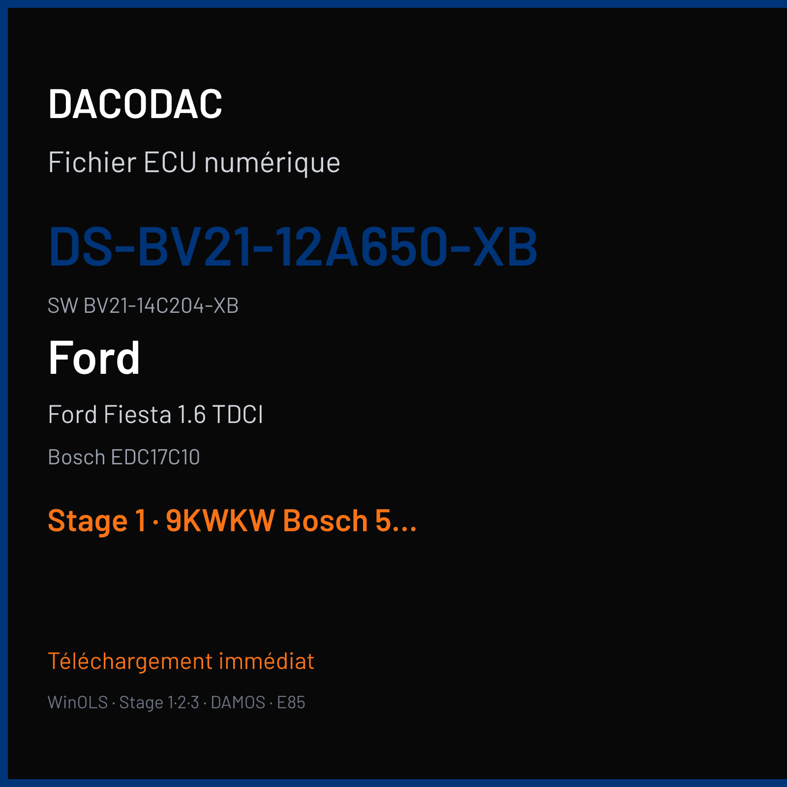 Ford Fiesta 1.6 TDCI 95 ch (2011) — Bosch EDC17C10 — DS-BV21-12A650-XB · BV21-14C204-XB · 513402 — Stage 1