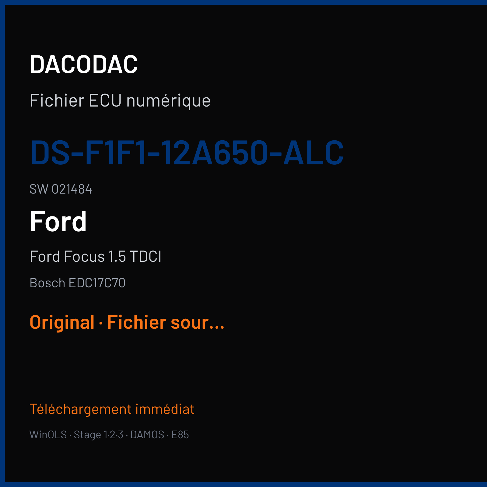 Ford Focus 1.5 TDCI (2017) — Bosch EDC17C70 — DS-F1F1-12A650-ALC · 021484 — Original