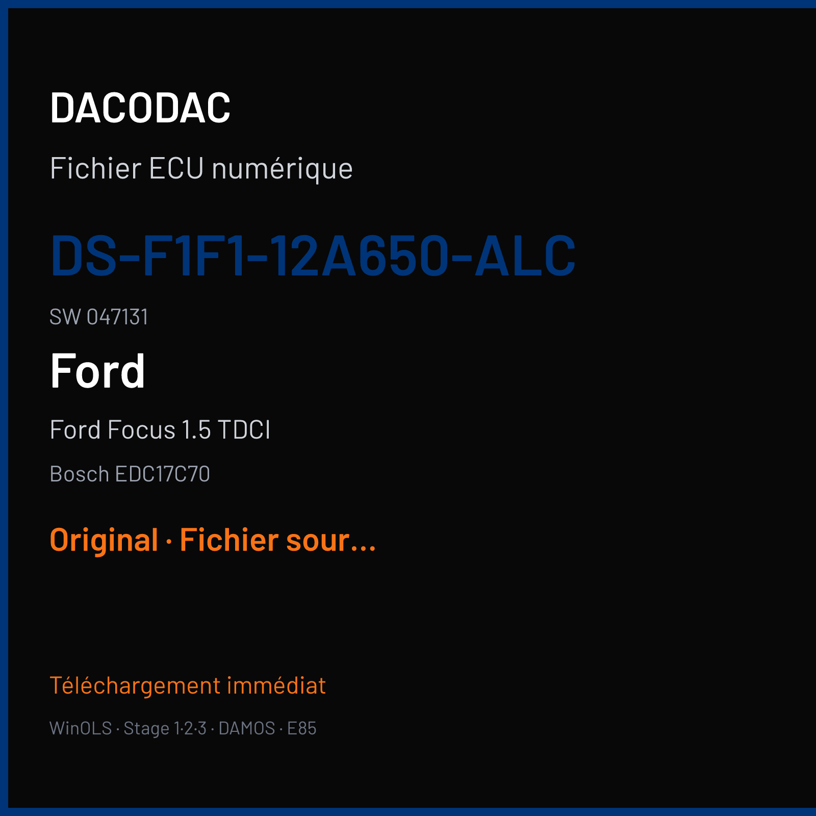 Ford Focus 1.5 TDCI (2017) — Bosch EDC17C70 — DS-F1F1-12A650-ALC · 047131 — Original
