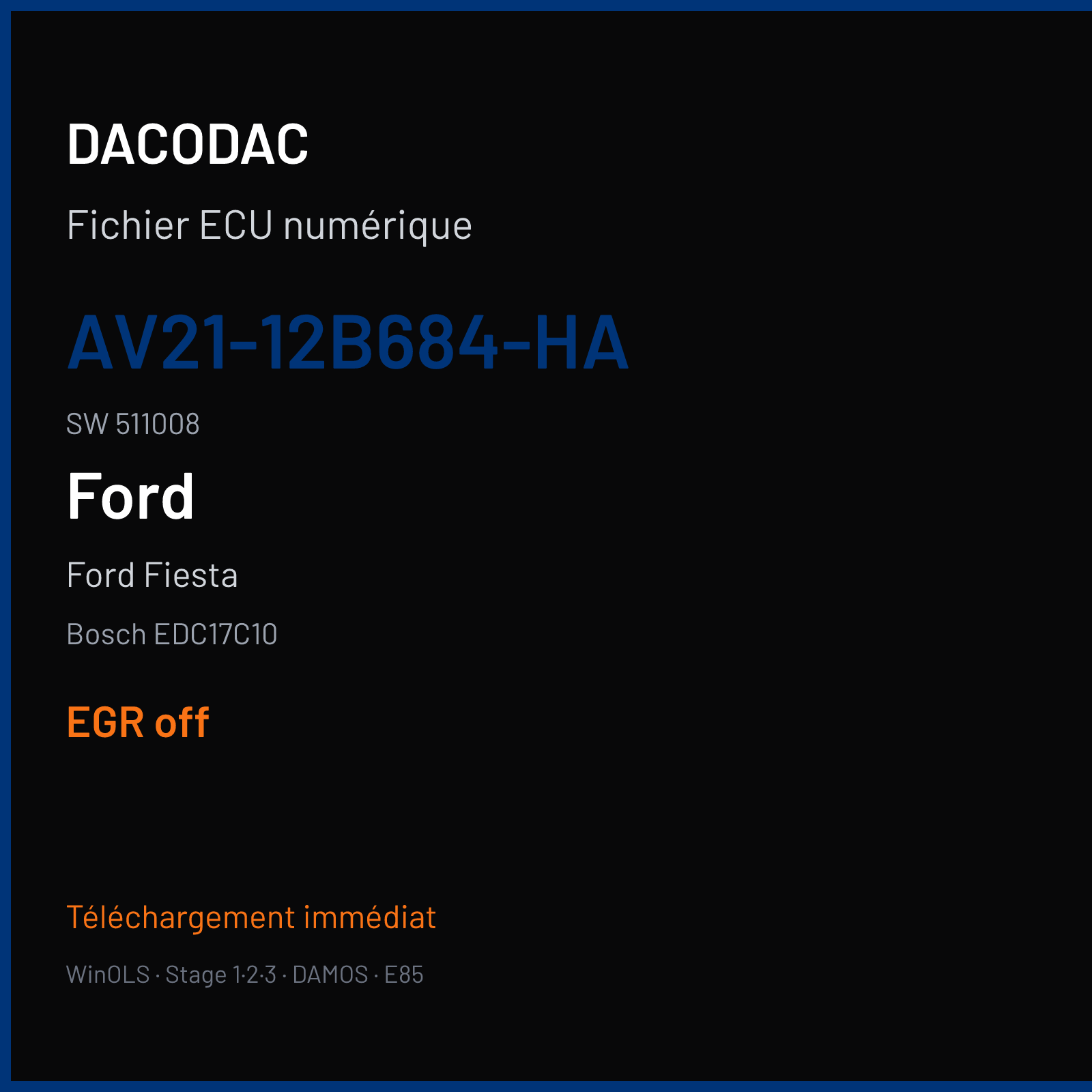 Ford Fiesta (2011) — Bosch EDC17C10 — AV21-12B684-HA · 511008 — EGR off