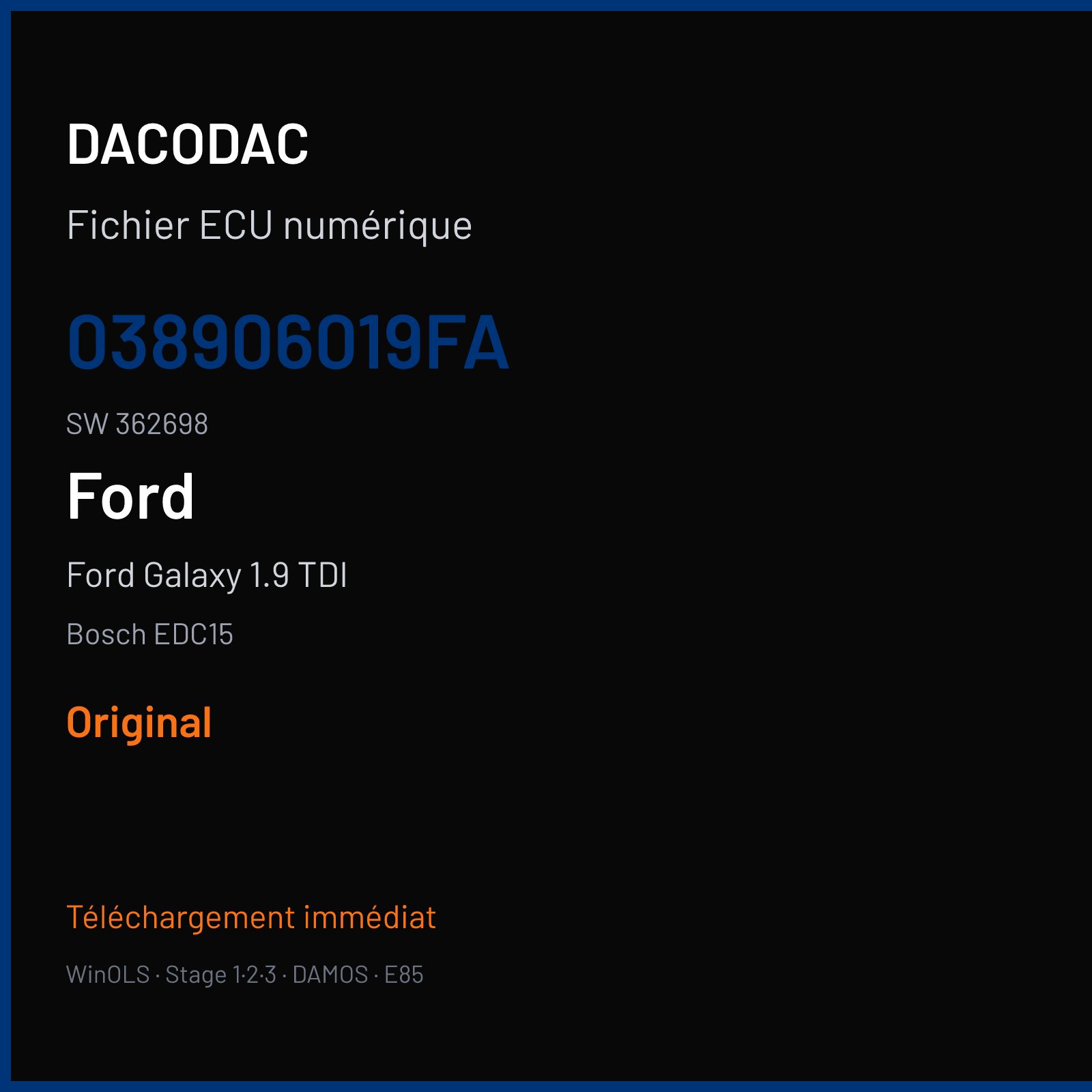 Ford Galaxy 1.9 TDI (2001) — Bosch EDC15 — 038906019FA · 362698 — Original