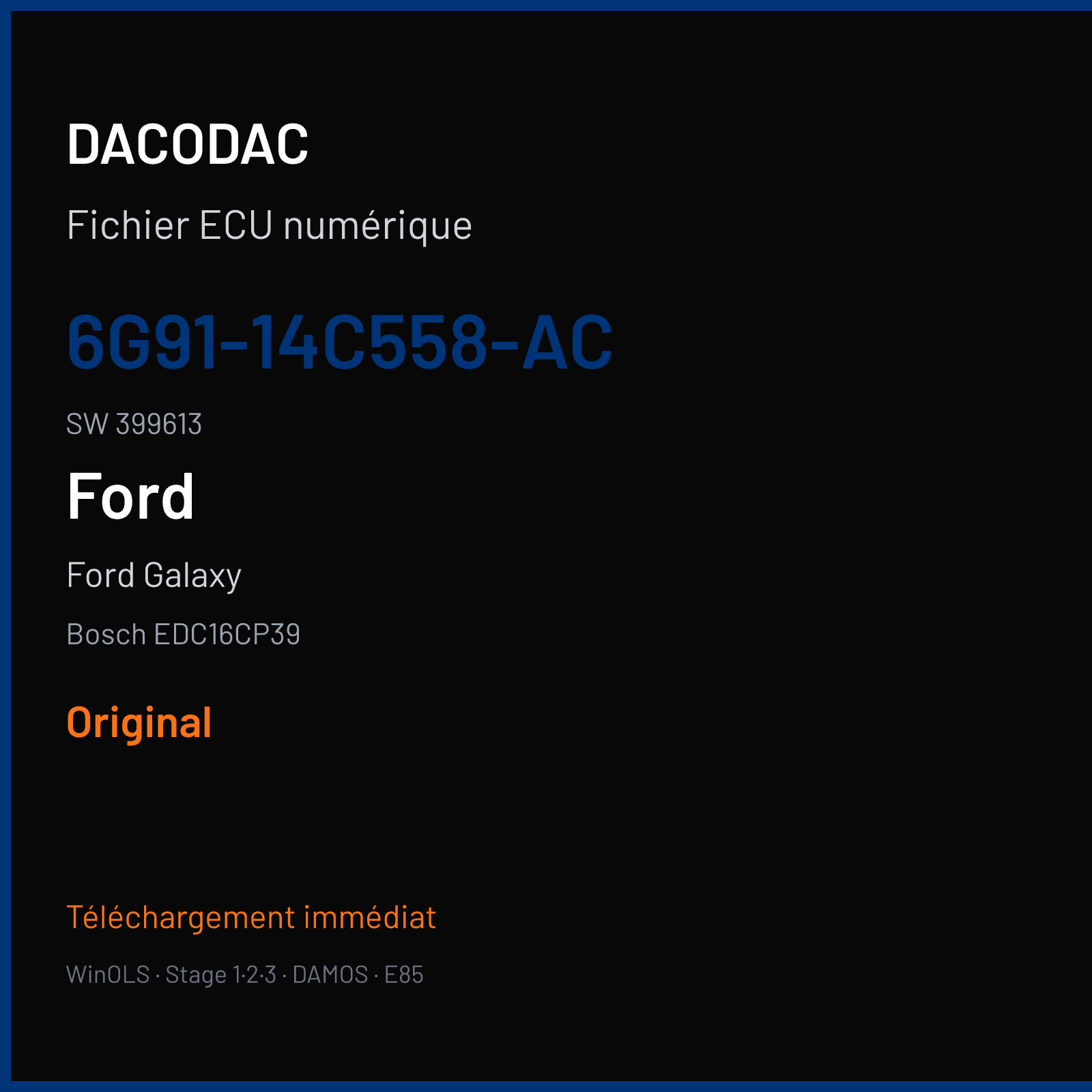 Ford Galaxy (2008) — Bosch EDC16CP39 — 6G91-14C558-AC · 399613 — Original