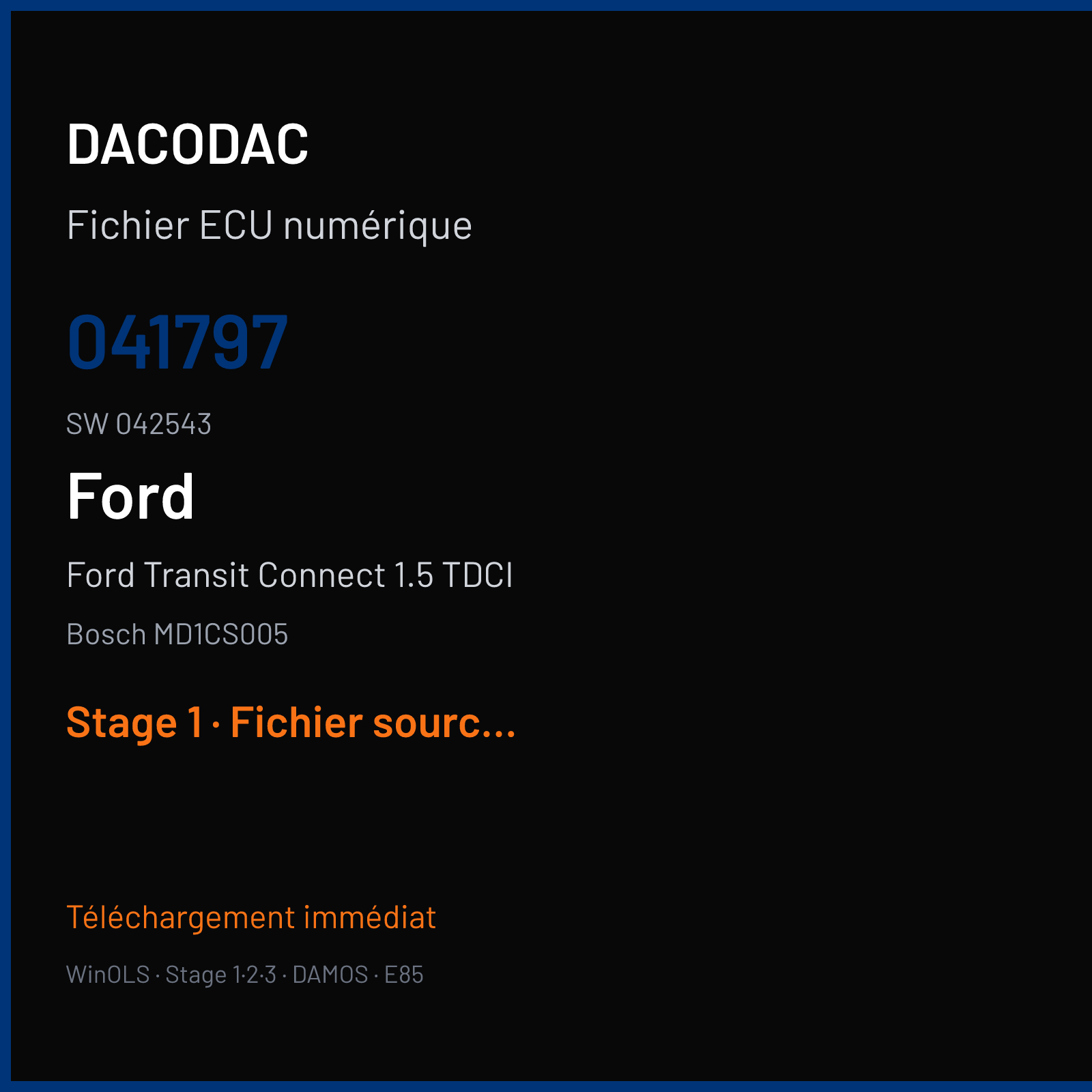 Ford Transit Connect 1.5 TDCI (2018) — Bosch MD1CS005 — 041797 · 042543 — Stage 1