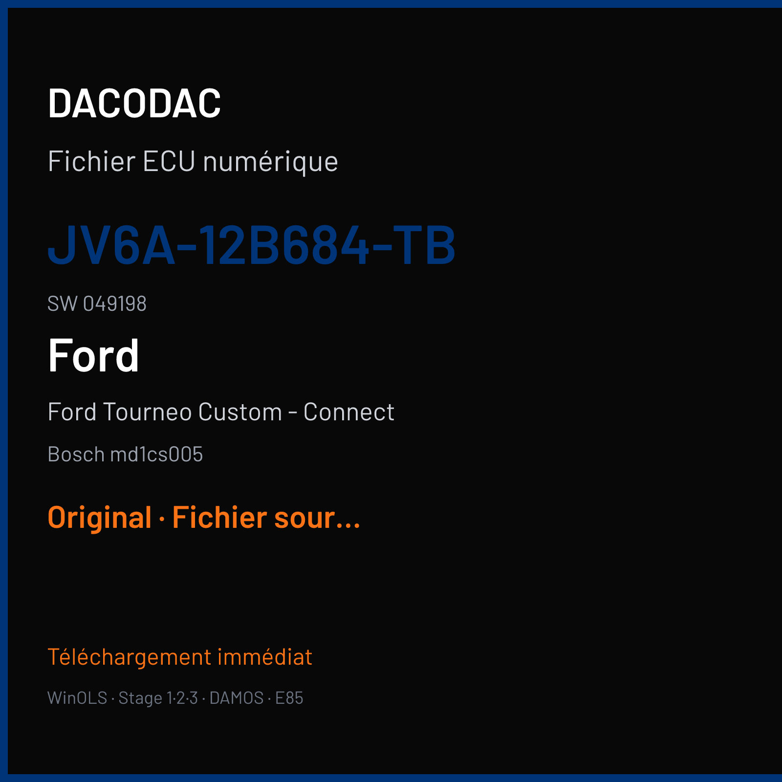 Ford Tourneo Custom - Connect (2019) — Bosch md1cs005 — JV6A-12B684-TB · 049198 — Original