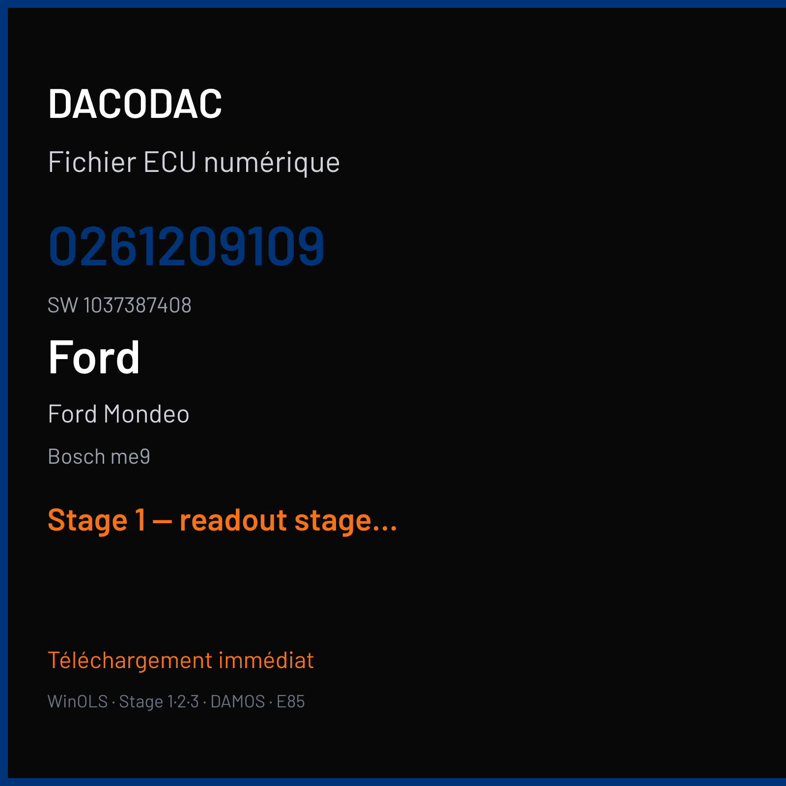 Ford Mondeo (2007) — Bosch me9 — 0261209109 · 1037387408 — Stage 1 — readout stage 1
