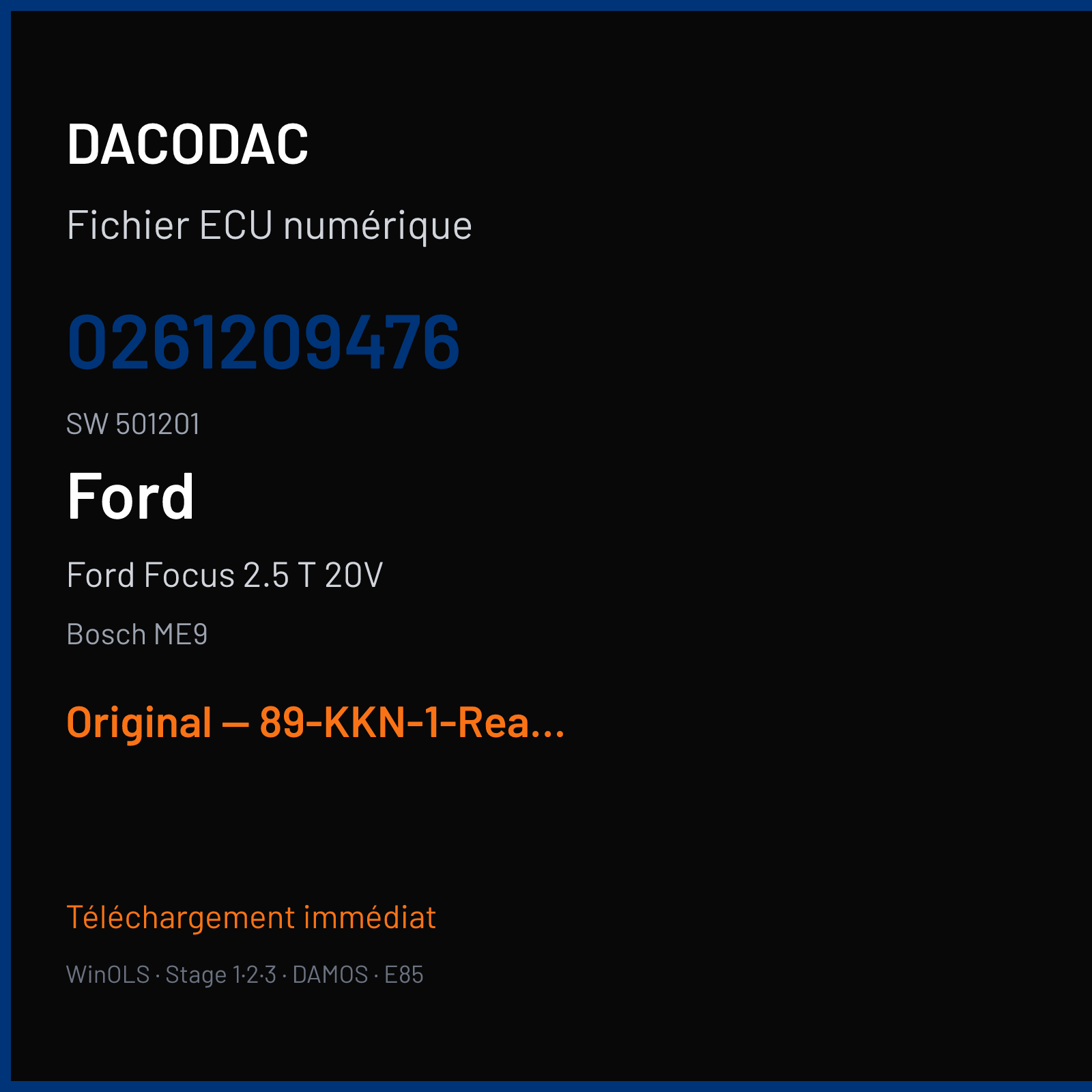 Ford Focus 2.5 T 20V — Bosch ME9 — 0261209476 · 501201 — Original — 89-KKN-1-Readout-Pumaspeed400-noreadtakenout - other sw 650cc injectors injector rescale - 371hp 560nm