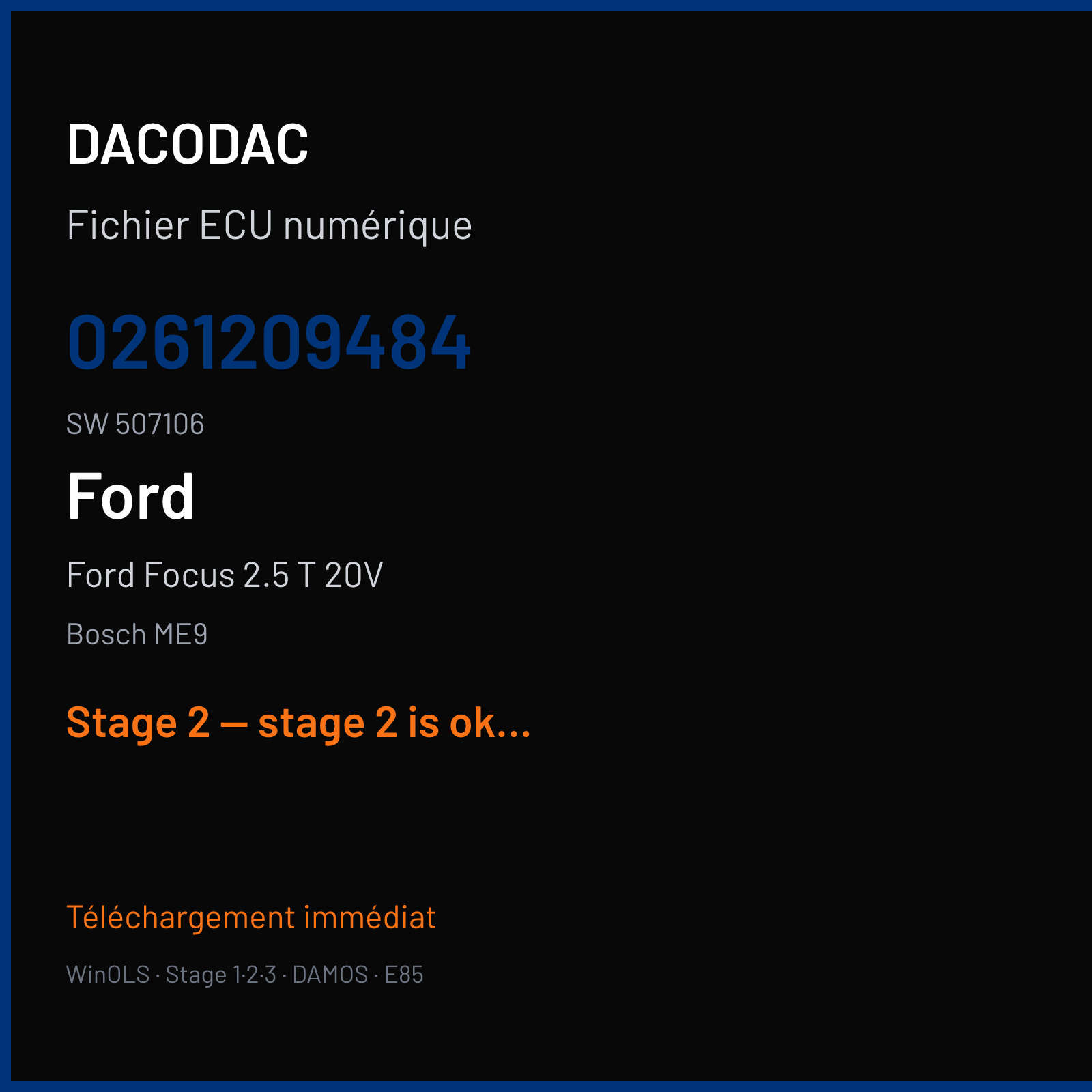 Ford Focus 2.5 T 20V (2011) — Bosch ME9 — 0261209484 · 507106 — Stage 2 — stage 2 is ok