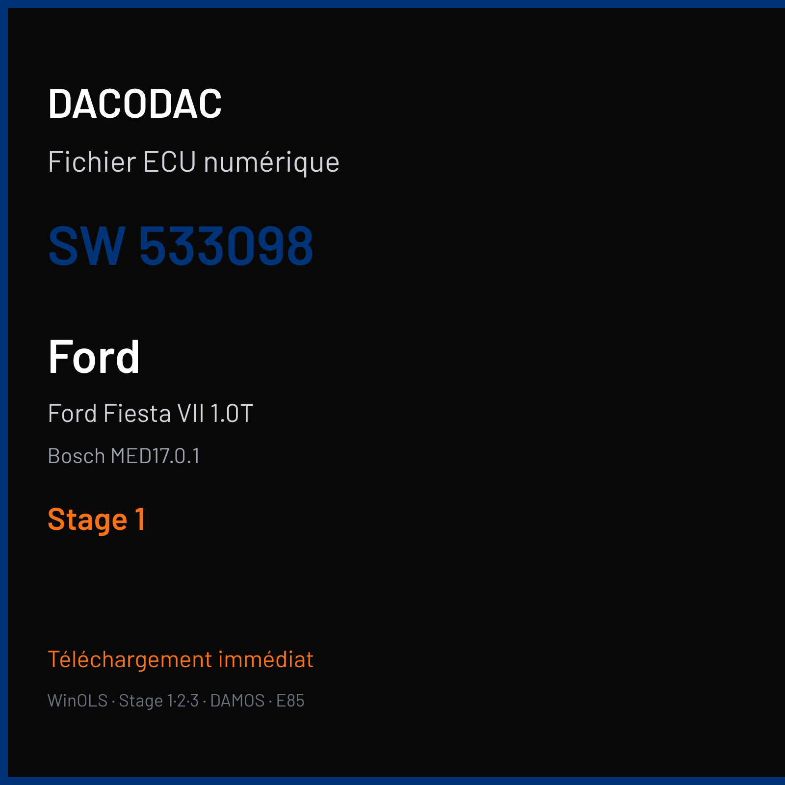 Ford Fiesta VII 1.0T (2013) — Bosch MED17.0.1 — 533098 — Stage 1