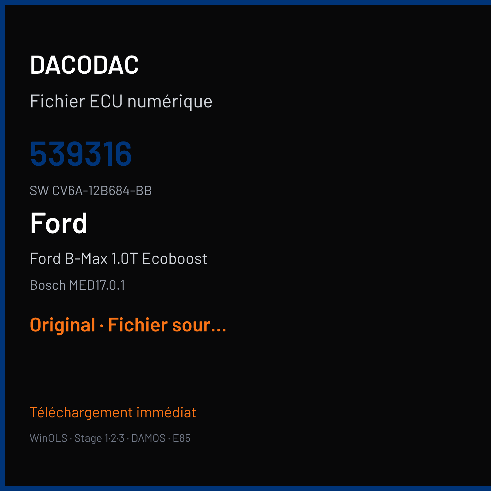 Ford B-Max 1.0T Ecoboost 123 ch — Bosch MED17.0.1 — 539316 · CV6A-12B684-BB — Original