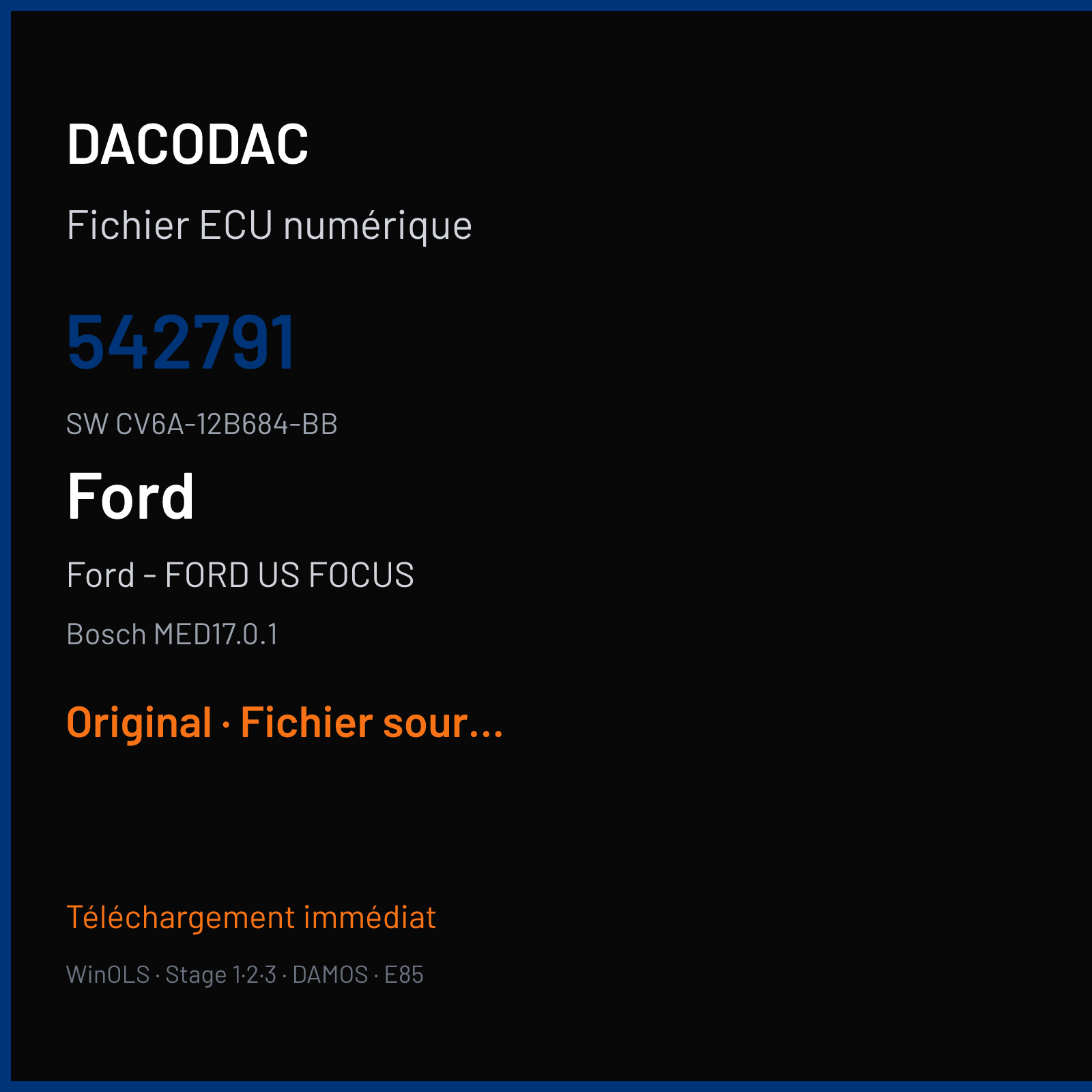 Ford - FORD US FOCUS 148 ch — Bosch MED17.0.1 — 542791 · CV6A-12B684-BB — Original
