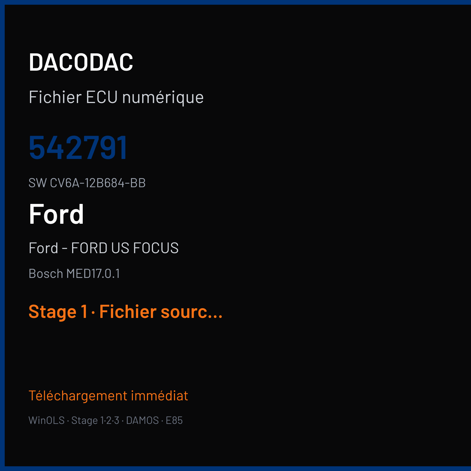 Ford - FORD US FOCUS 148 ch — Bosch MED17.0.1 — 542791 · CV6A-12B684-BB — Stage 1