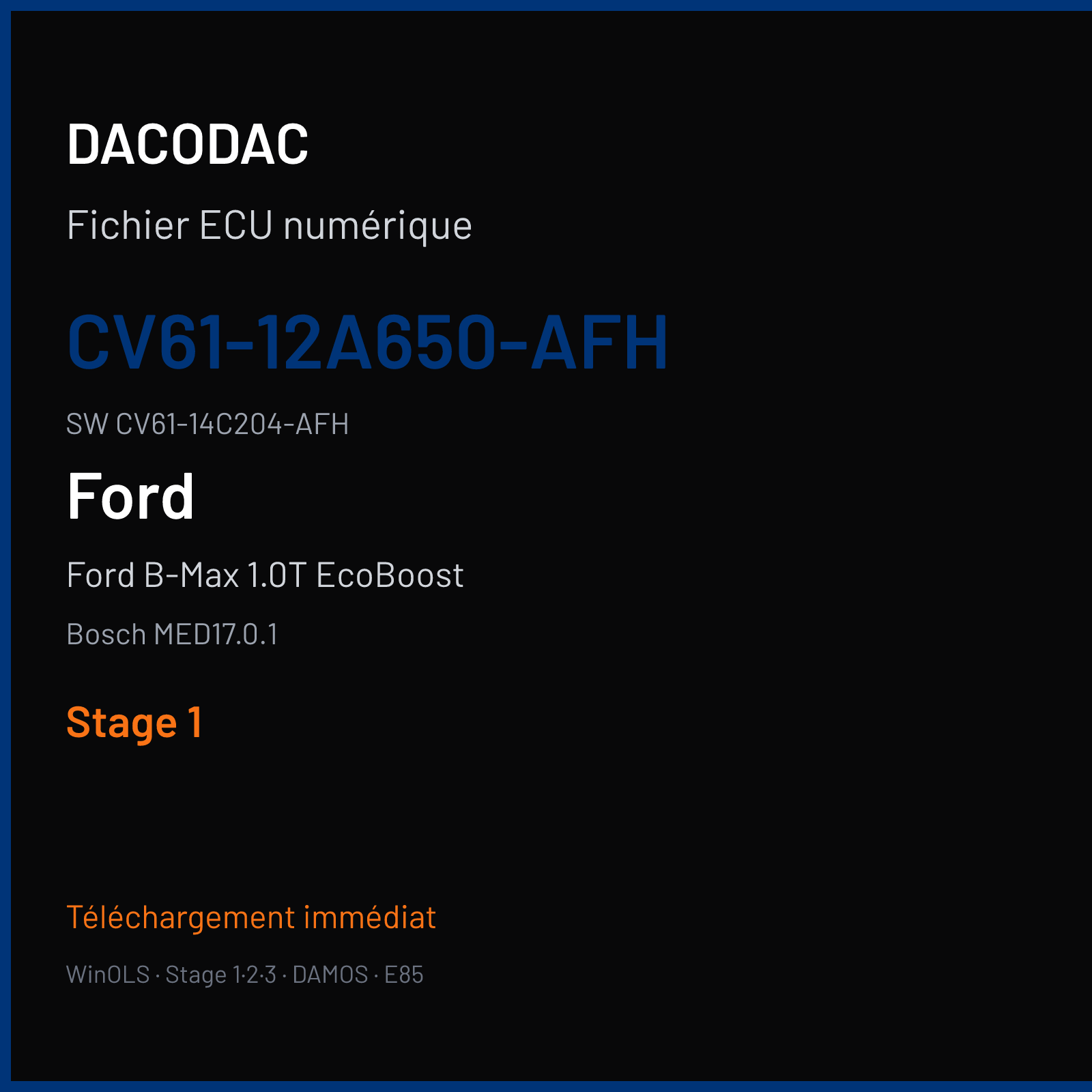 Ford B-Max 1.0T EcoBoost 101 ch (2014) — Bosch MED17.0.1 — CV61-12A650-AFH · CV61-14C204-AFH · 542688 — Stage 1
