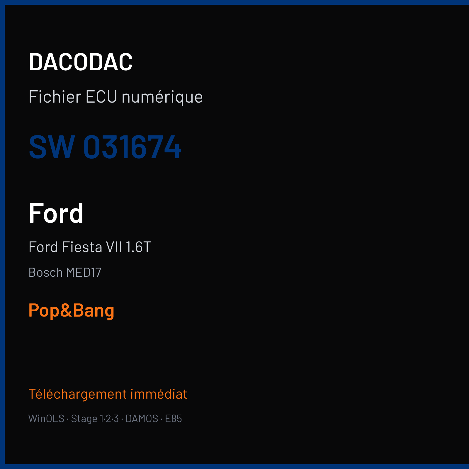 Ford Fiesta VII 1.6T (2013) — Bosch MED17 — 031674 — Pop&Bang