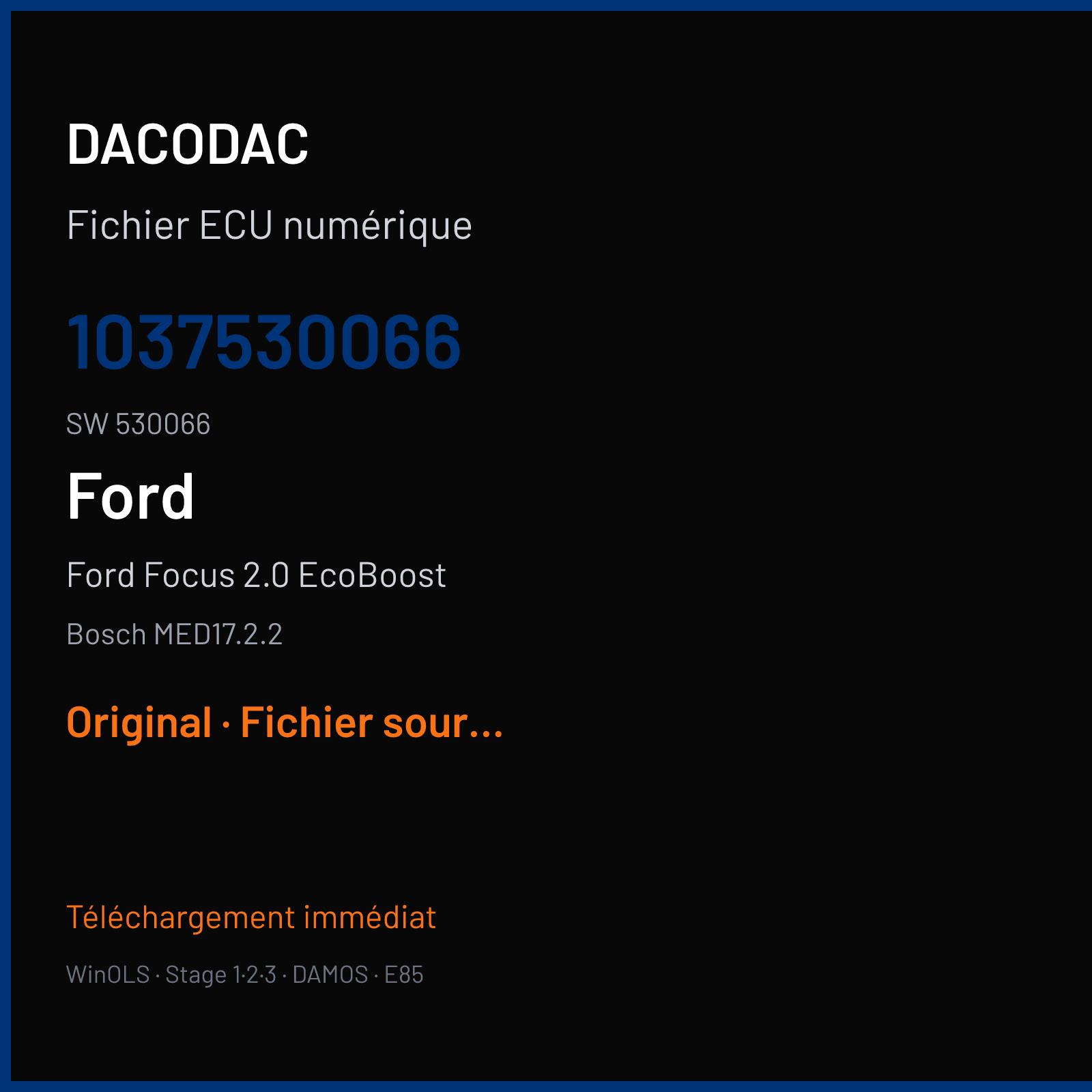 Ford Focus 2.0 EcoBoost (2013) — Bosch MED17.2.2 — 1037530066 · 530066 — Original