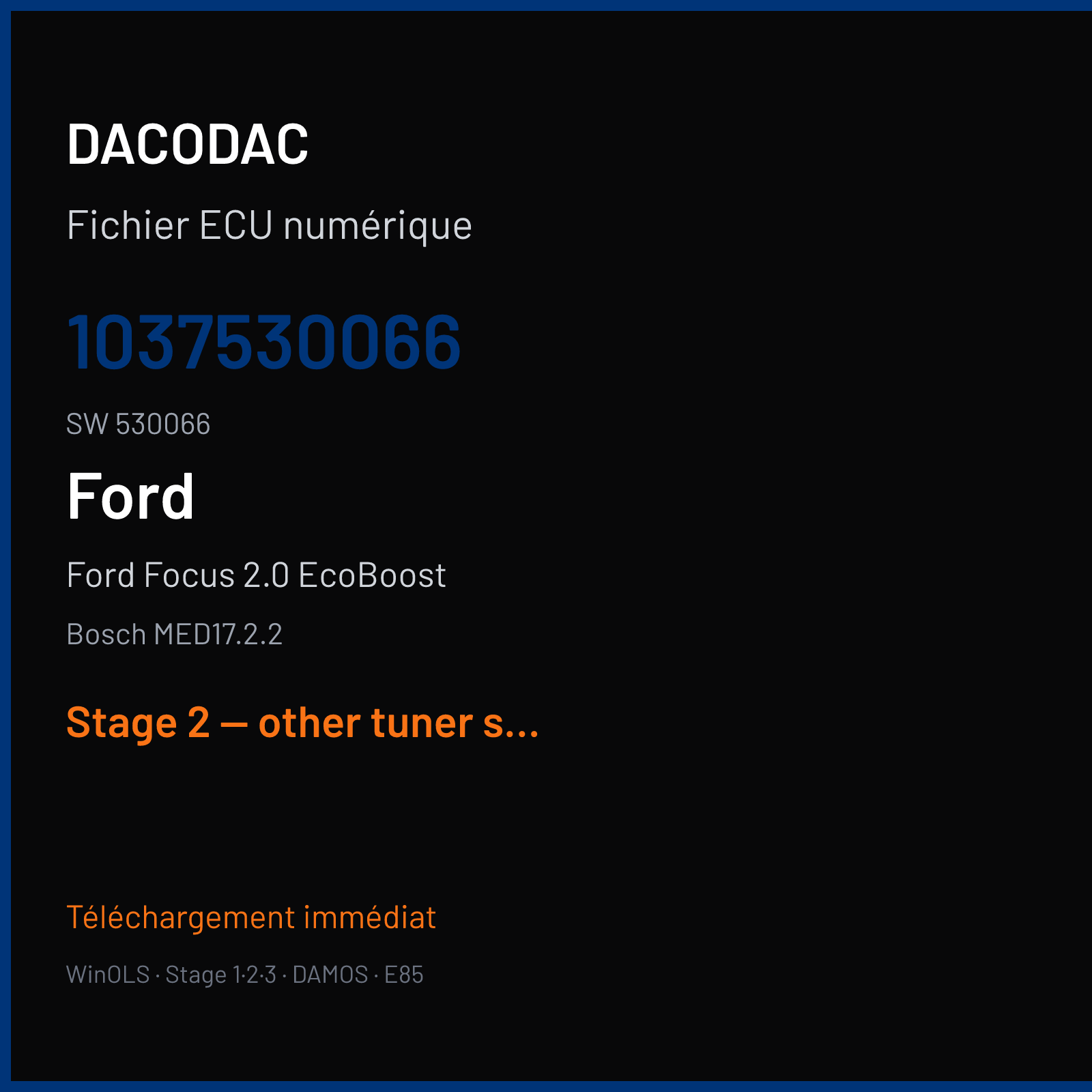 Ford Focus 2.0 EcoBoost (2013) — Bosch MED17.2.2 — 1037530066 · 530066 — Stage 2 — other tuner stage 2
