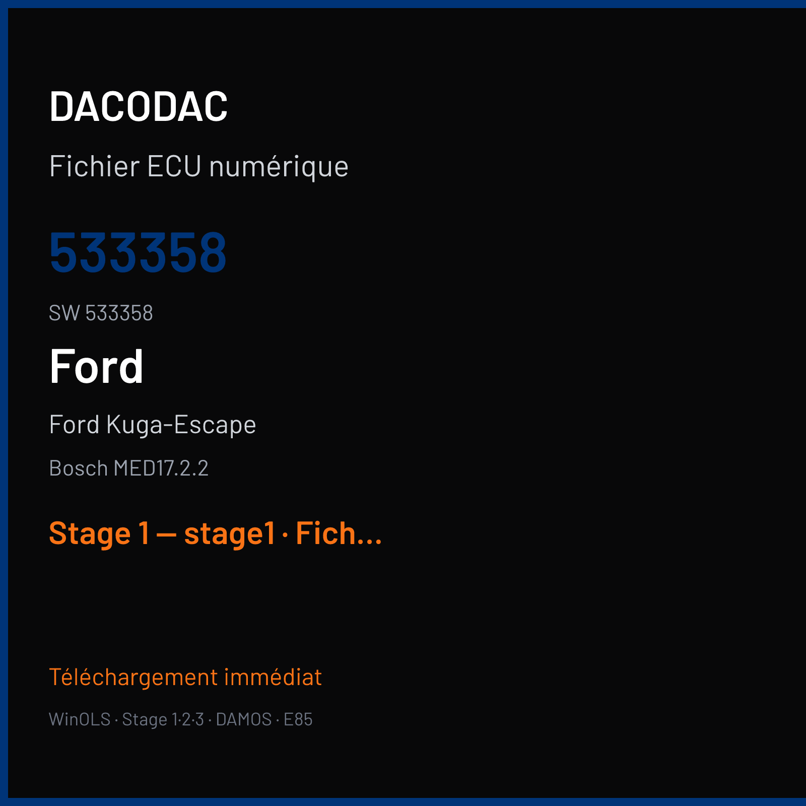 Ford Kuga-Escape (2016) — Bosch MED17.2.2 — 533358 · 533358 — Stage 1 — stage1