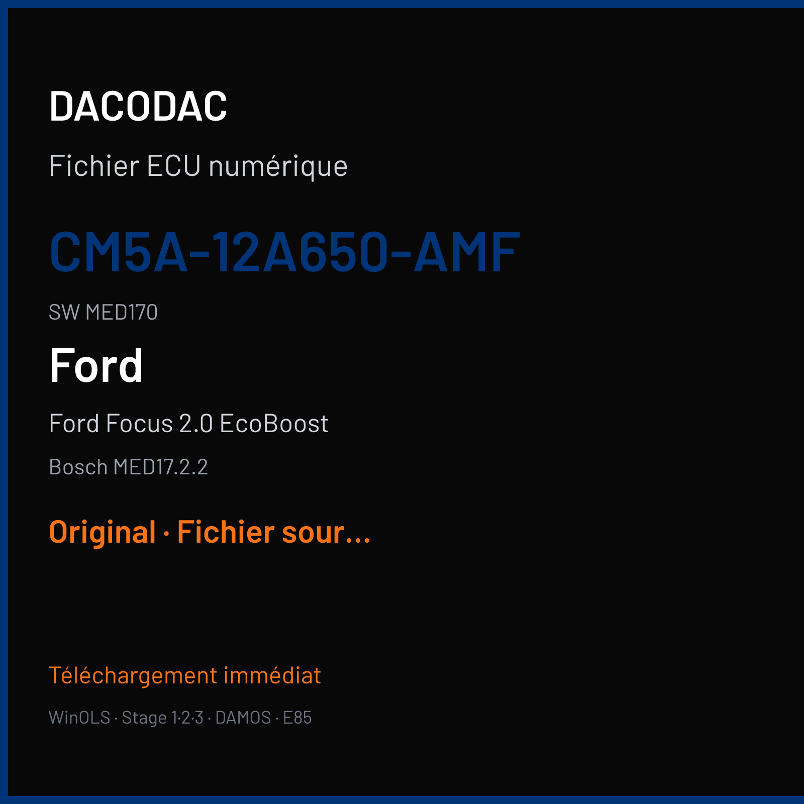 Ford Focus 2.0 EcoBoost (2013) — Bosch MED17.2.2 — CM5A-12A650-AMF · MED170 — Original