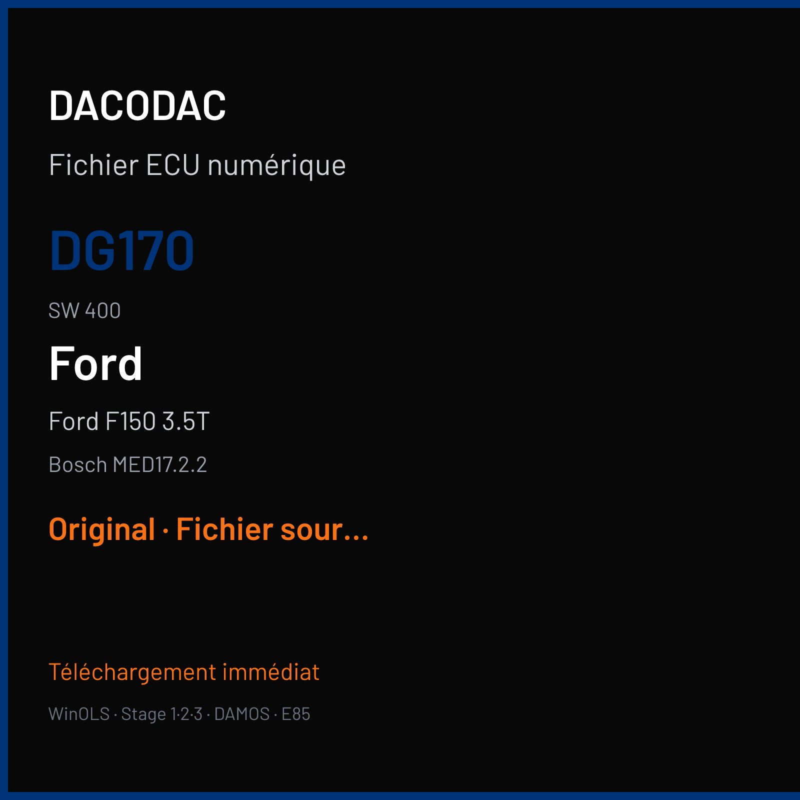 Ford F150 3.5T 365 ch (2016) — Bosch MED17.2.2 — DG170 · 400 · 0827 9744ZZZXTLHFDD — Original