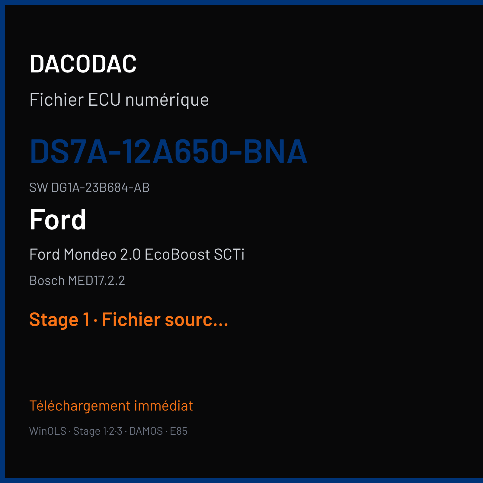 Ford Mondeo 2.0 EcoBoost SCTi — Bosch MED17.2.2 — DS7A-12A650-BNA · DG1A-23B684-AB — Stage 1