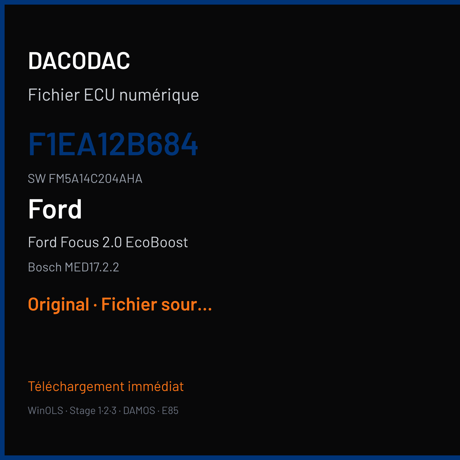 Ford Focus 2.0 EcoBoost (2016) — Bosch MED17.2.2 — F1EA12B684 · FM5A14C204AHA — Original