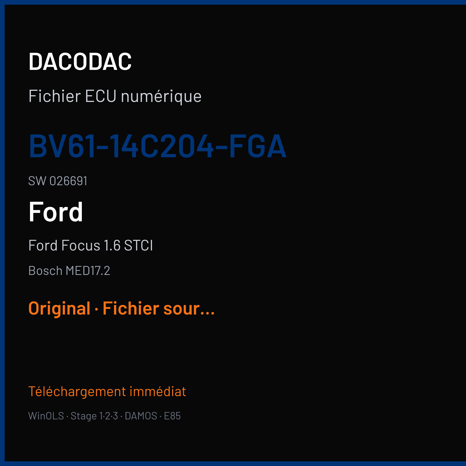 Ford Focus 1.6 STCI (2011) — Bosch MED17.2 — BV61-14C204-FGA · 026691 — Original