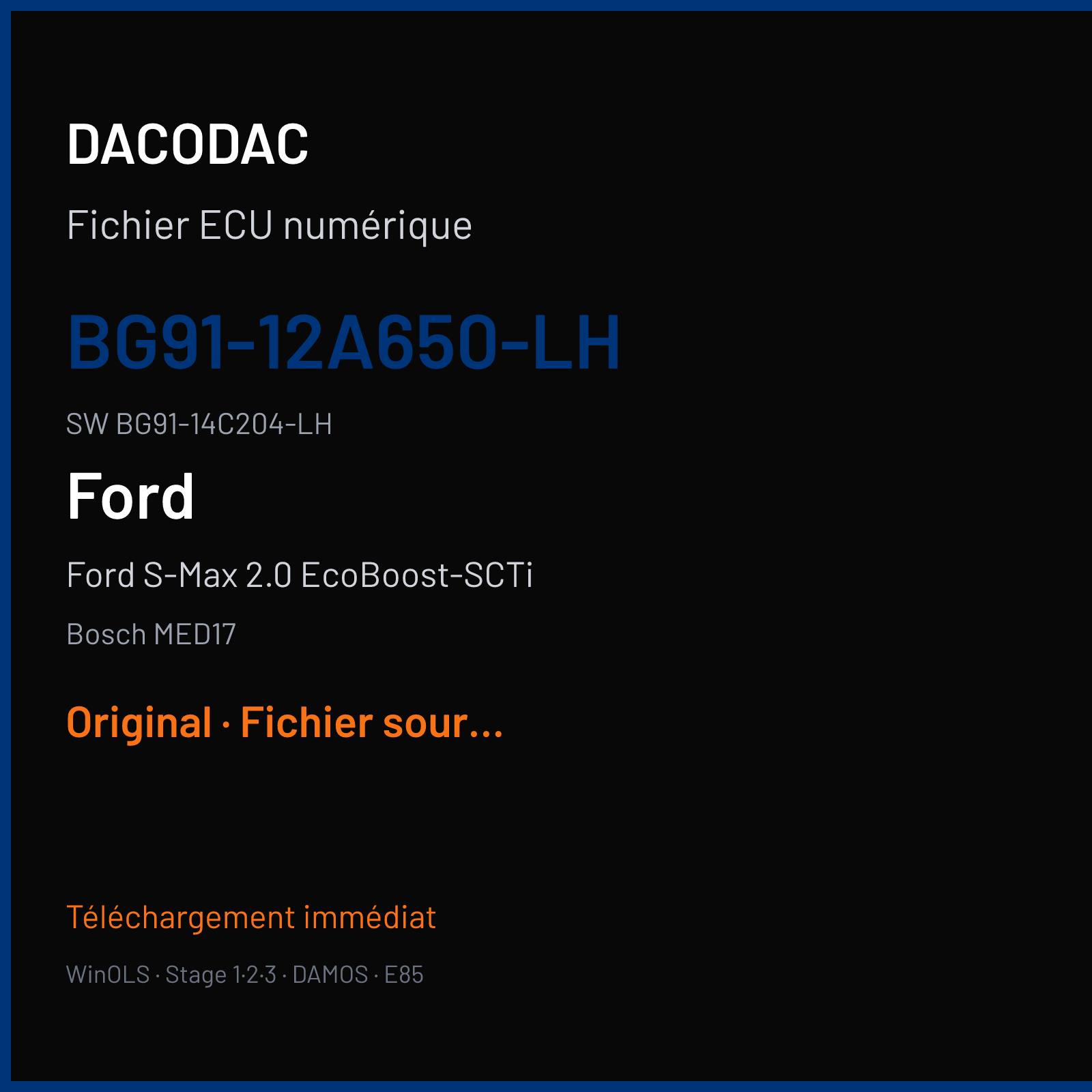Ford S-Max 2.0 EcoBoost-SCTi 203 ch (2011) — Bosch MED17 — BG91-12A650-LH · BG91-14C204-LH · 520685 — Original