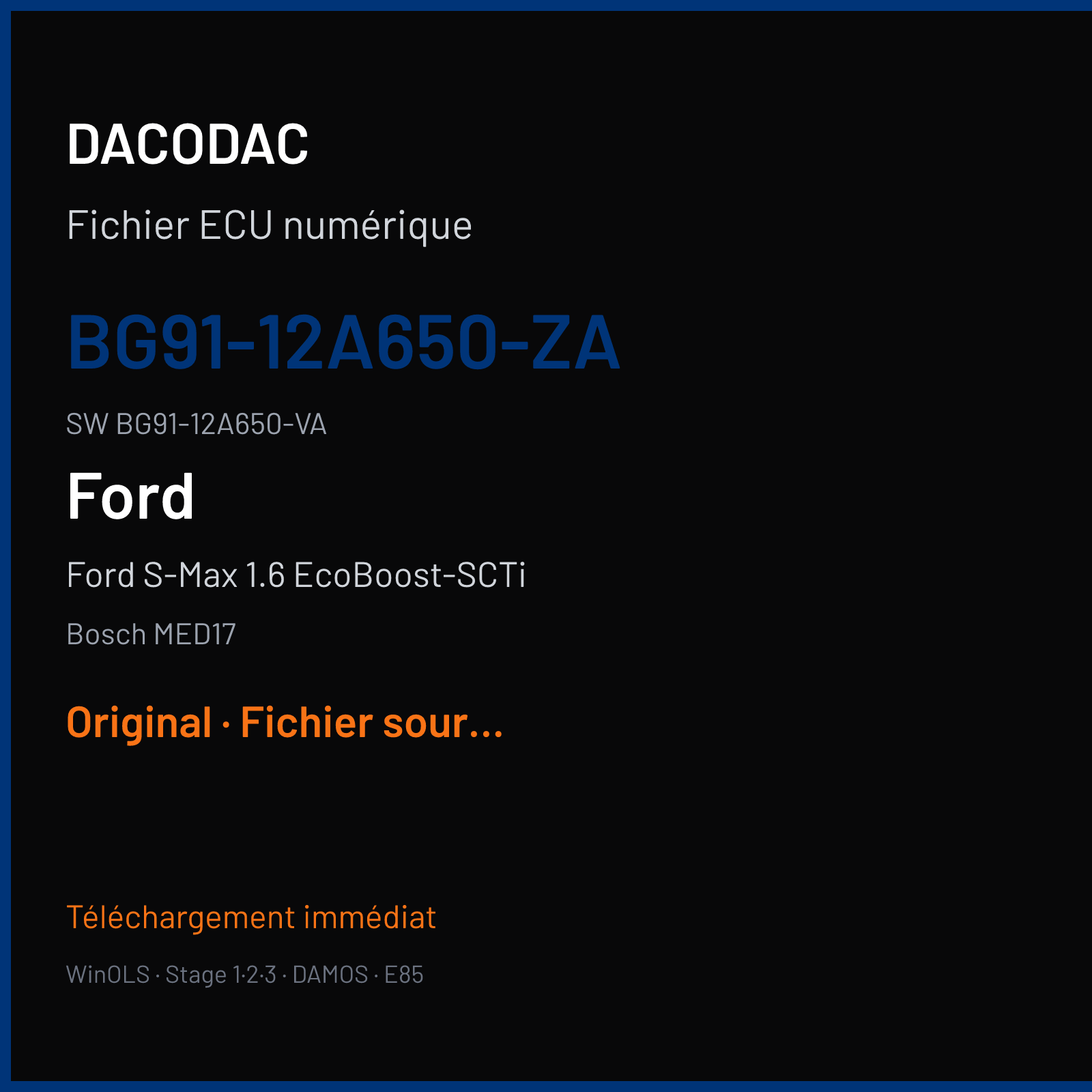 Ford S-Max 1.6 EcoBoost-SCTi 160 ch (2011) — Bosch MED17 — BG91-12A650-ZA · BG91-12A650-VA · 520985 — Original