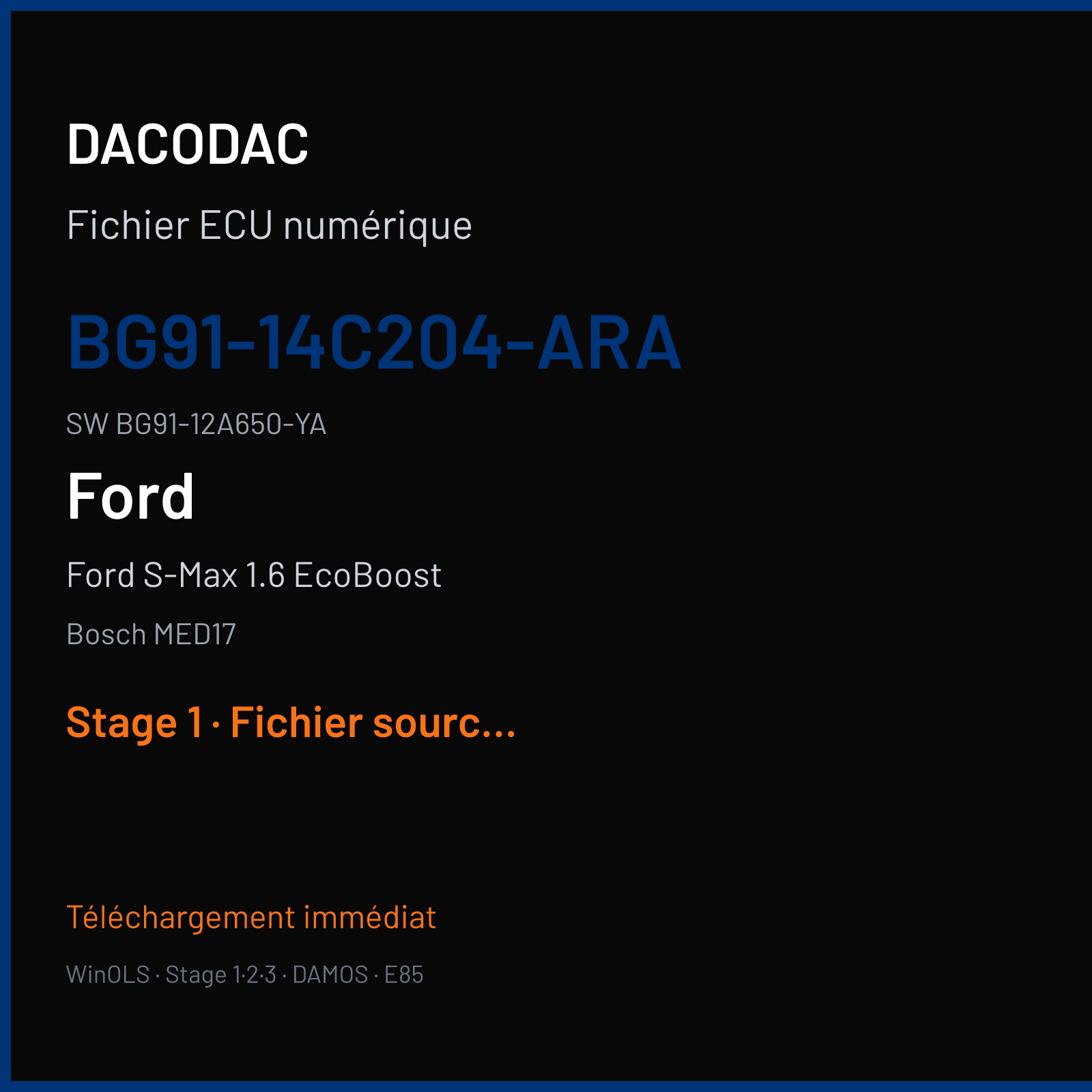 Ford S-Max 1.6 EcoBoost 160 ch (2014) — Bosch MED17 — BG91-14C204-ARA · BG91-12A650-YA · 523142 — Stage 1