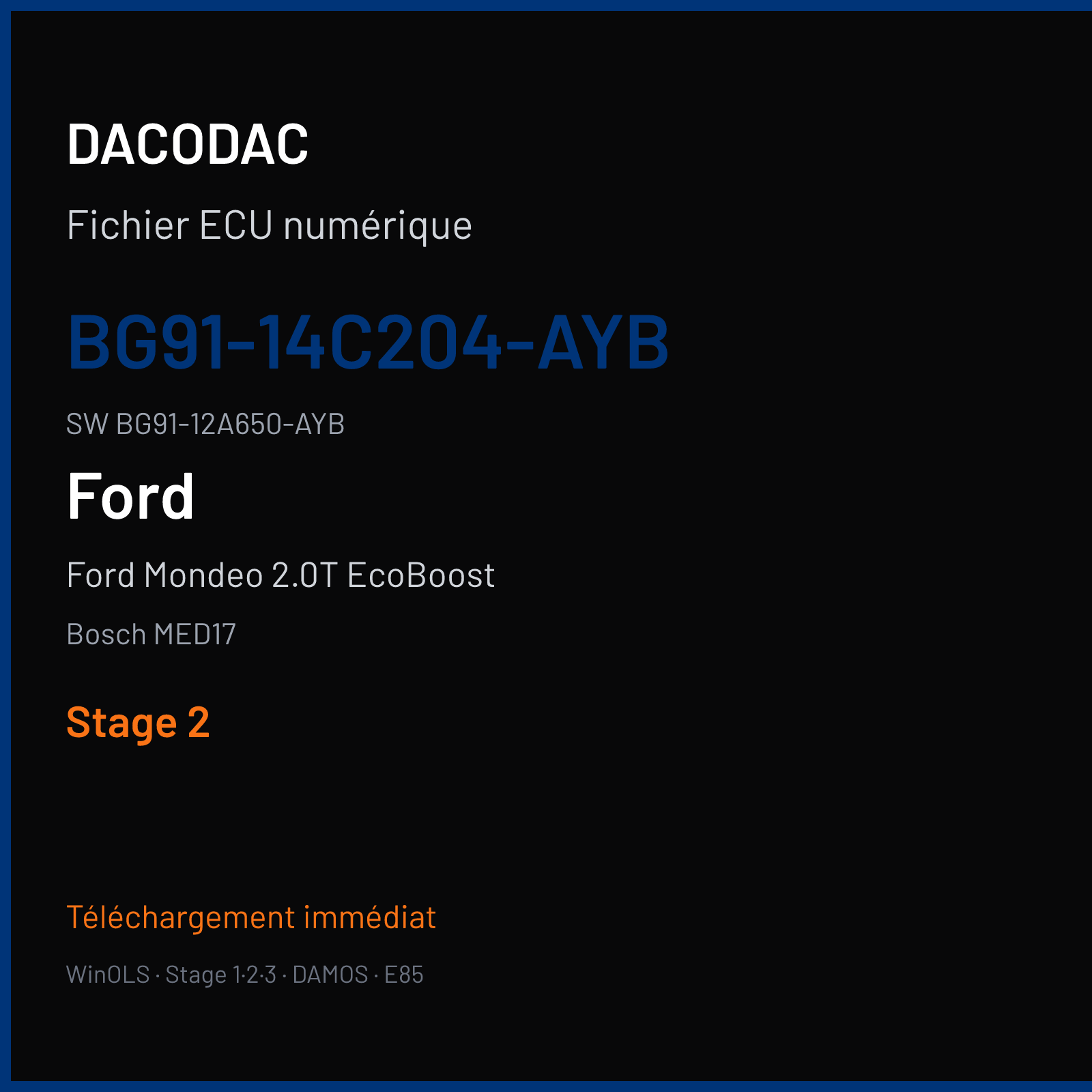 Ford Mondeo 2.0T EcoBoost 200 ch (2012) — Bosch MED17 — BG91-14C204-AYB · BG91-12A650-AYB · 538243 — Stage 2
