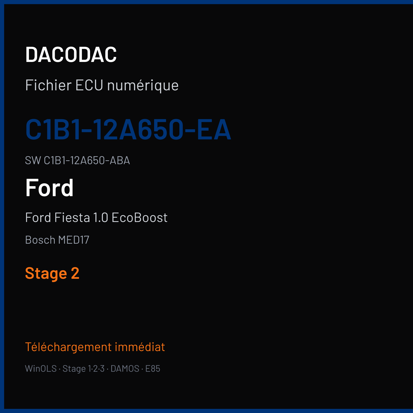 Ford Fiesta 1.0 EcoBoost 100 ch (2014) — Bosch MED17 — C1B1-12A650-EA · C1B1-12A650-ABA · 544046 — Stage 2