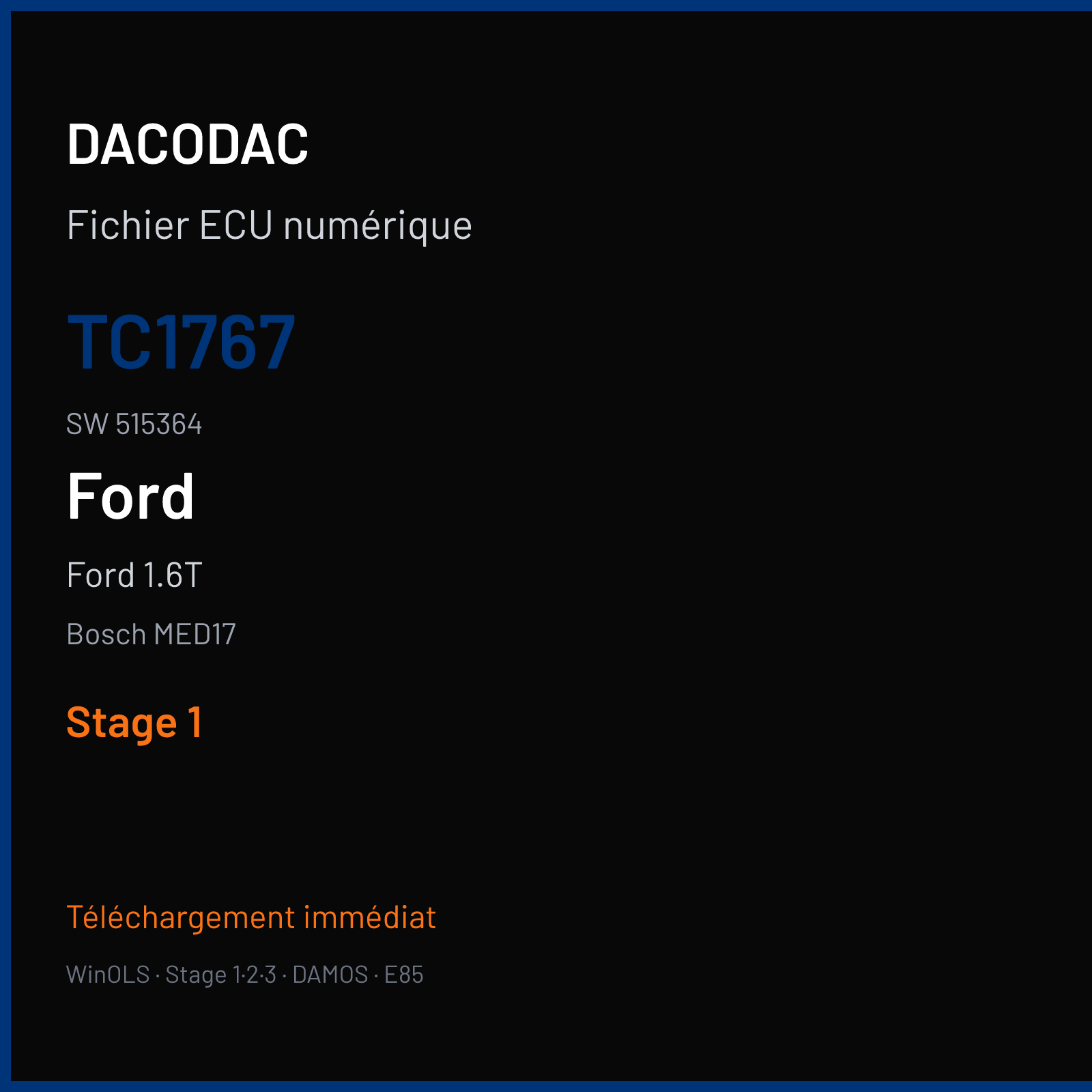 Ford 1.6T (2011) — Bosch MED17 — TC1767 · 515364 — Stage 1