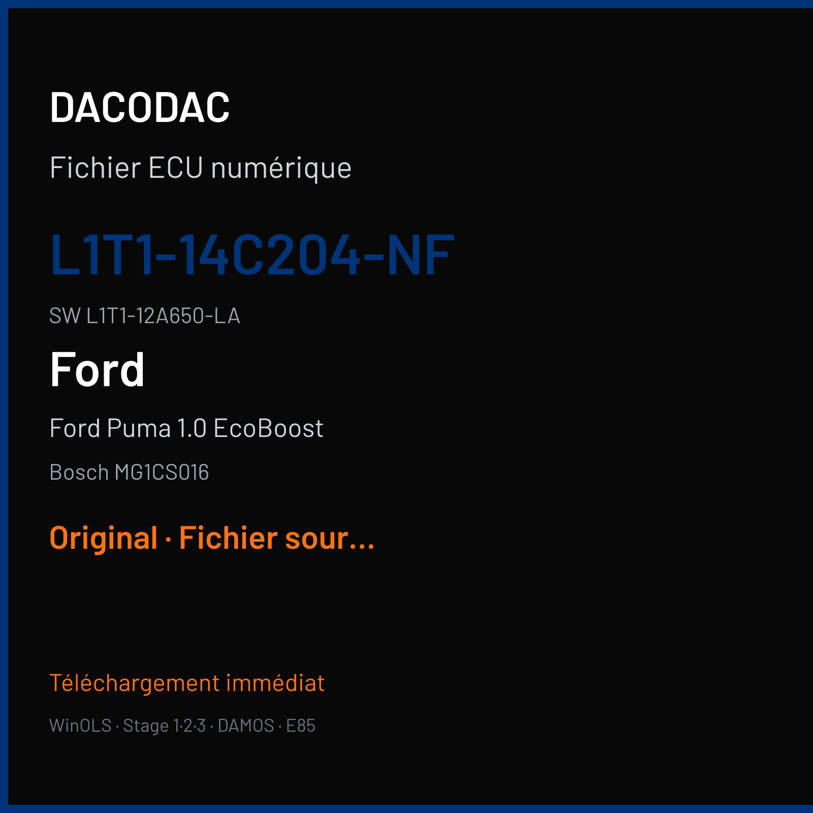 Ford Puma 1.0 EcoBoost 125 ch (2020) — Bosch MG1CS016 — L1T1-14C204-NF · L1T1-12A650-LA · 562603 — Original
