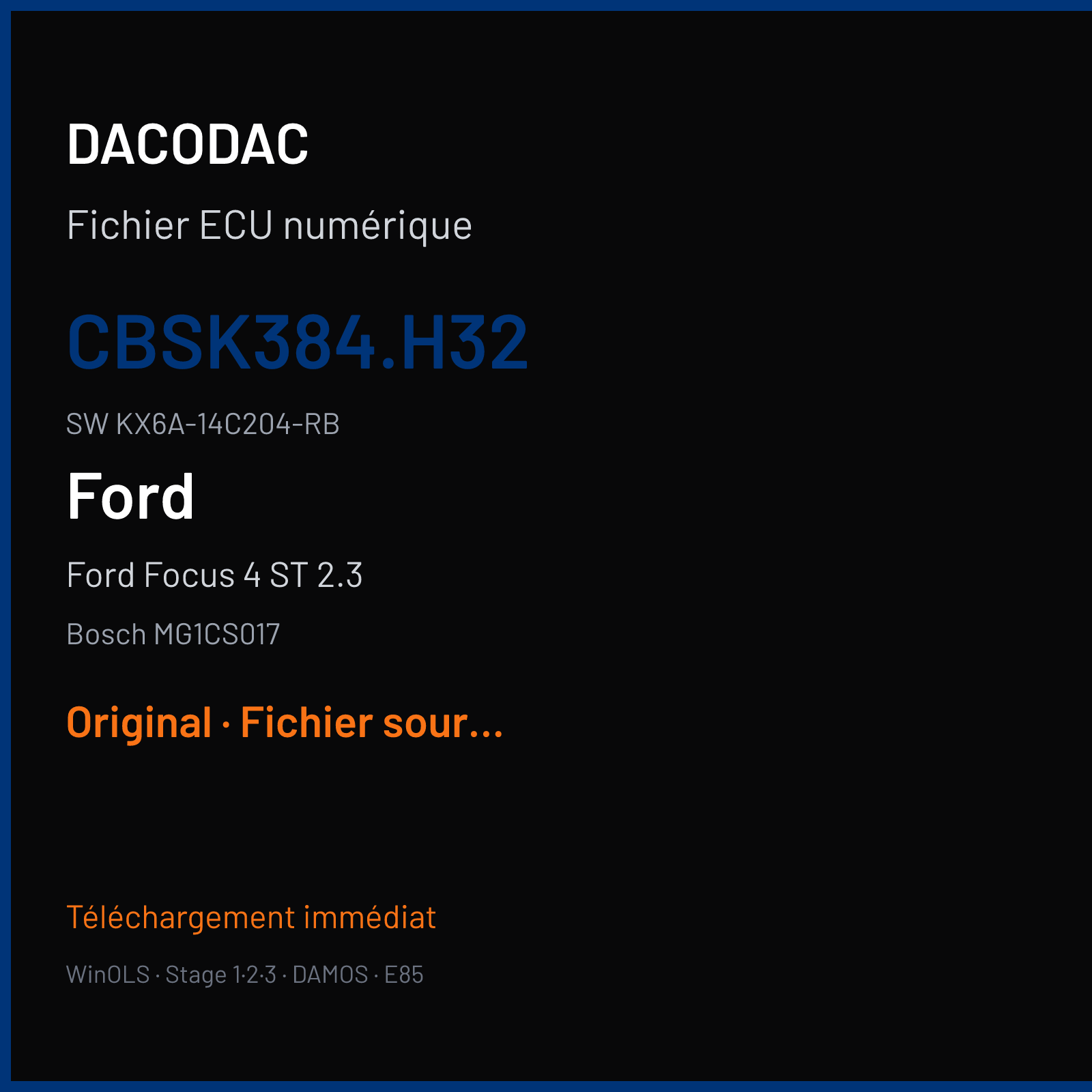 Ford Focus 4 ST 2.3 (2019) — Bosch MG1CS017 — CBSK384.H32 · KX6A-14C204-RB — Original