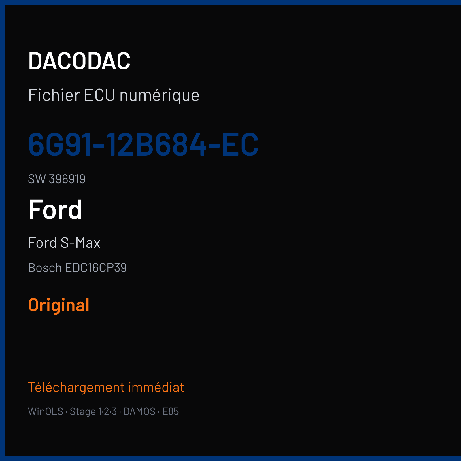 Ford S-Max (2008) — Bosch EDC16CP39 — 6G91-12B684-EC · 396919 — Original