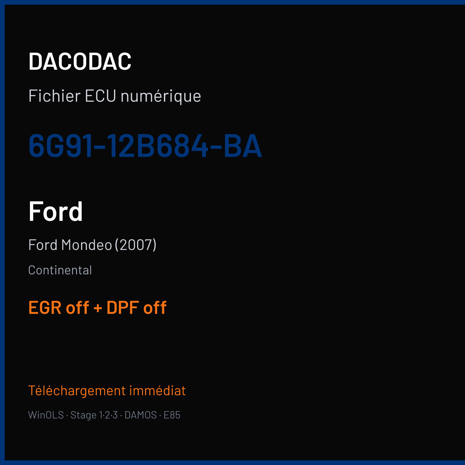 Ford Mondeo (2007) (2008) — Continental — 6G91-12B684-BA — EGR off + DPF off