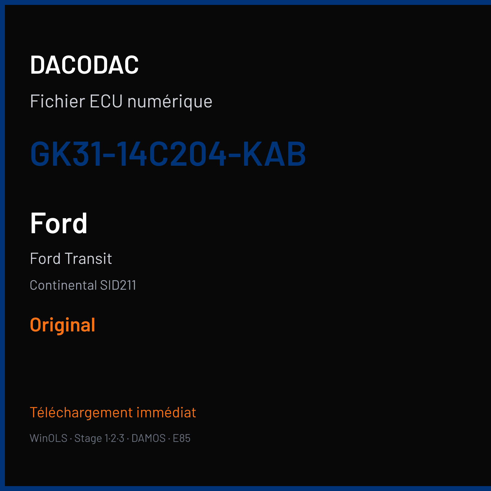 Ford Transit (2018) — Continental SID211 — GK31-14C204-KAB — Original