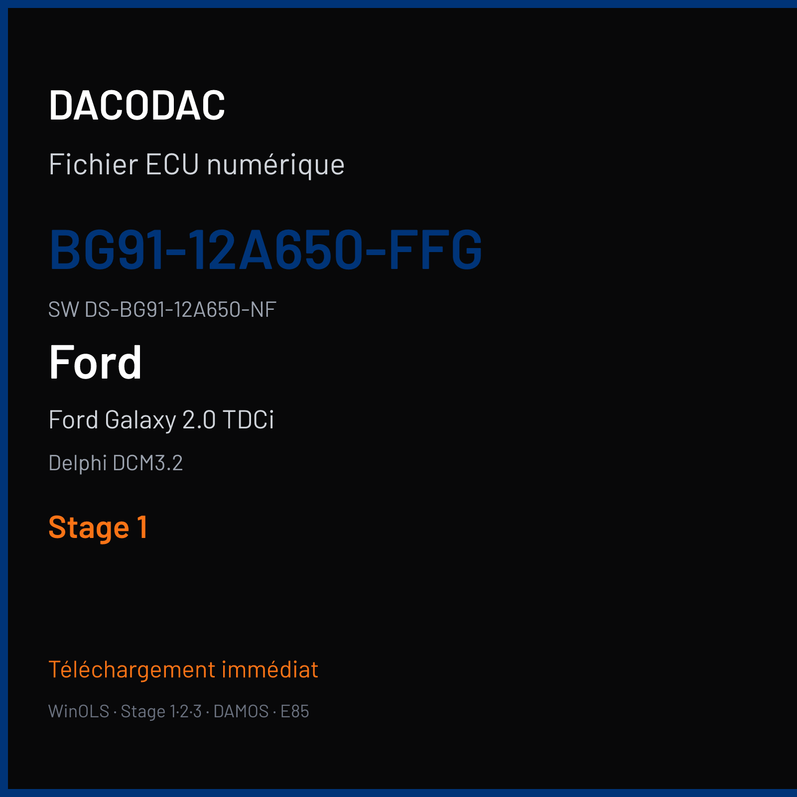 Ford Galaxy 2.0 TDCi 140 ch (2012) — Delphi DCM3.2 — BG91-12A650-FFG · DS-BG91-12A650-NF · BG91-14C204-FFG — Stage 1