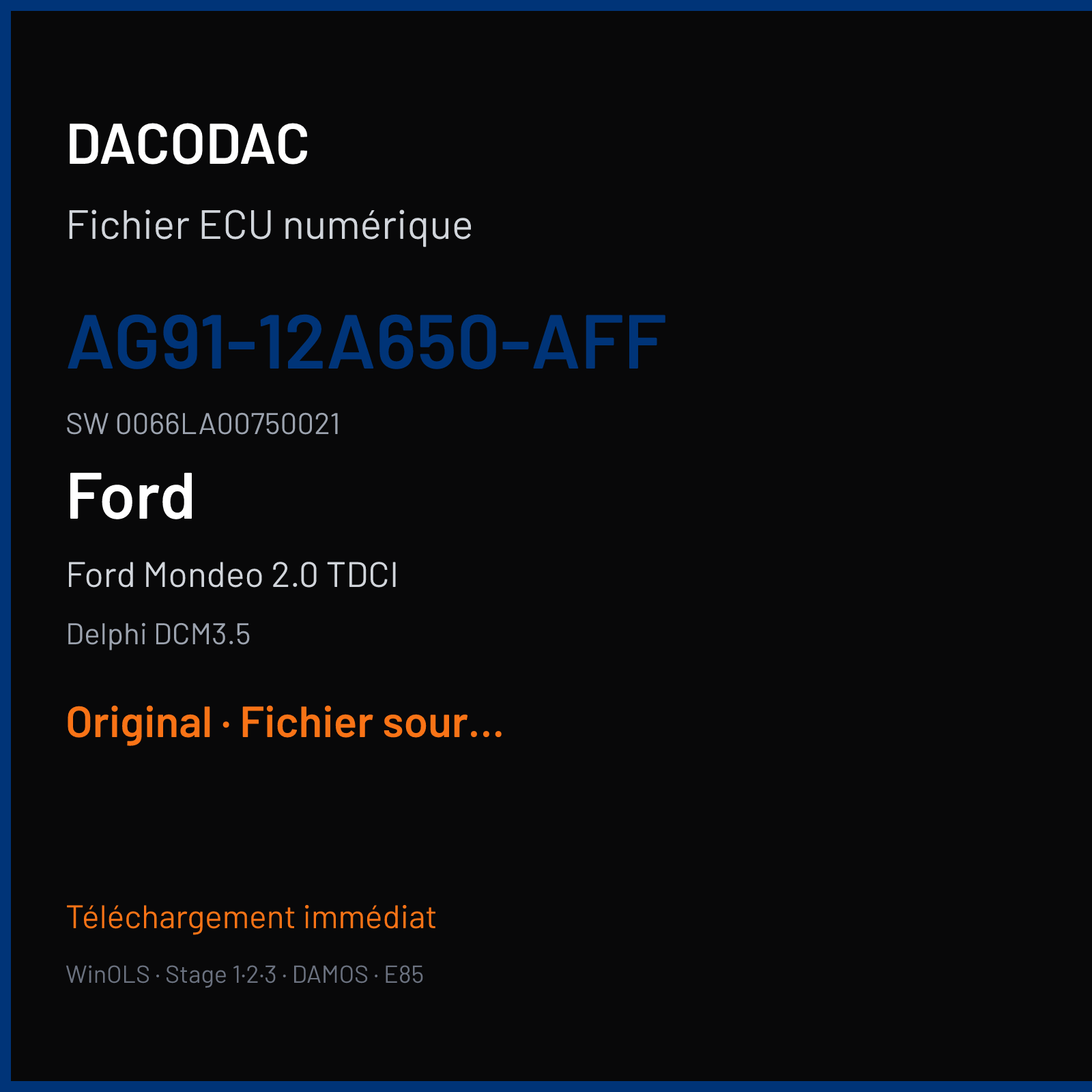 Ford Mondeo 2.0 TDCI (2010) — Delphi DCM3.5 — AG91-12A650-AFF · 0066LA00750021 — Original
