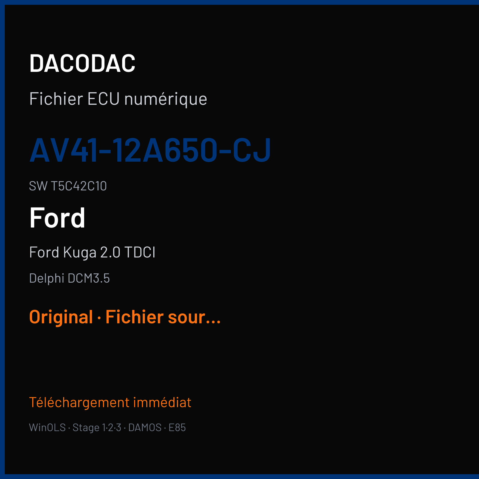 Ford Kuga 2.0 TDCI (2011) — Delphi DCM3.5 — AV41-12A650-CJ · T5C42C10 — Original